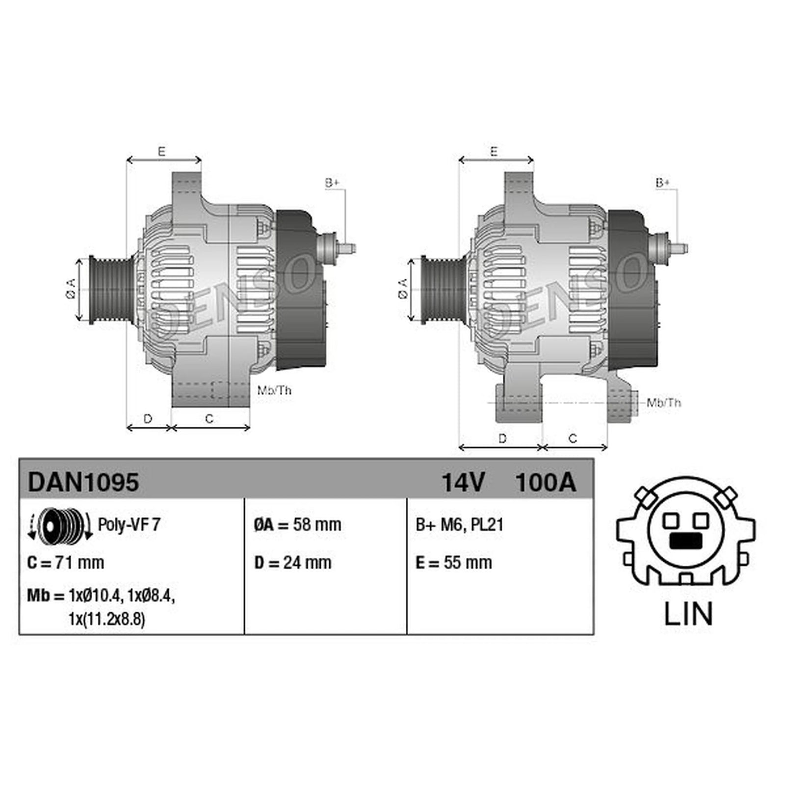 Denso Car Alternator 12V DAN1095