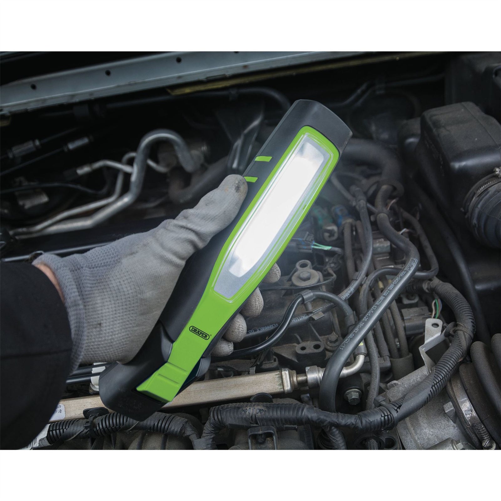 Draper COB/SMD LED Rechargeable Inspection Lamp, 7W, 700 Lumens, Green 11759