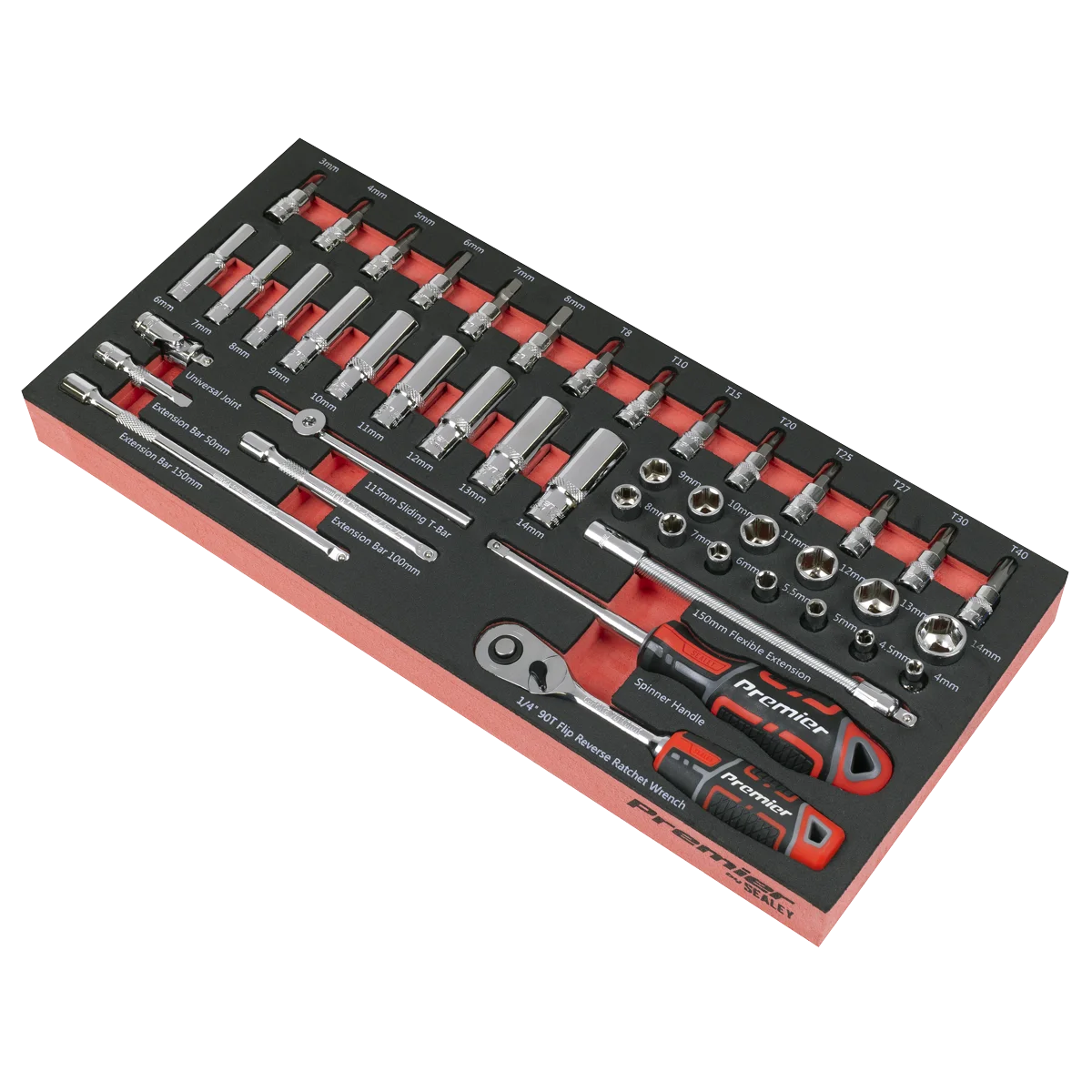 Sealey Premier Socket Set 44 Piece TBT40 with EVA Foam Tray