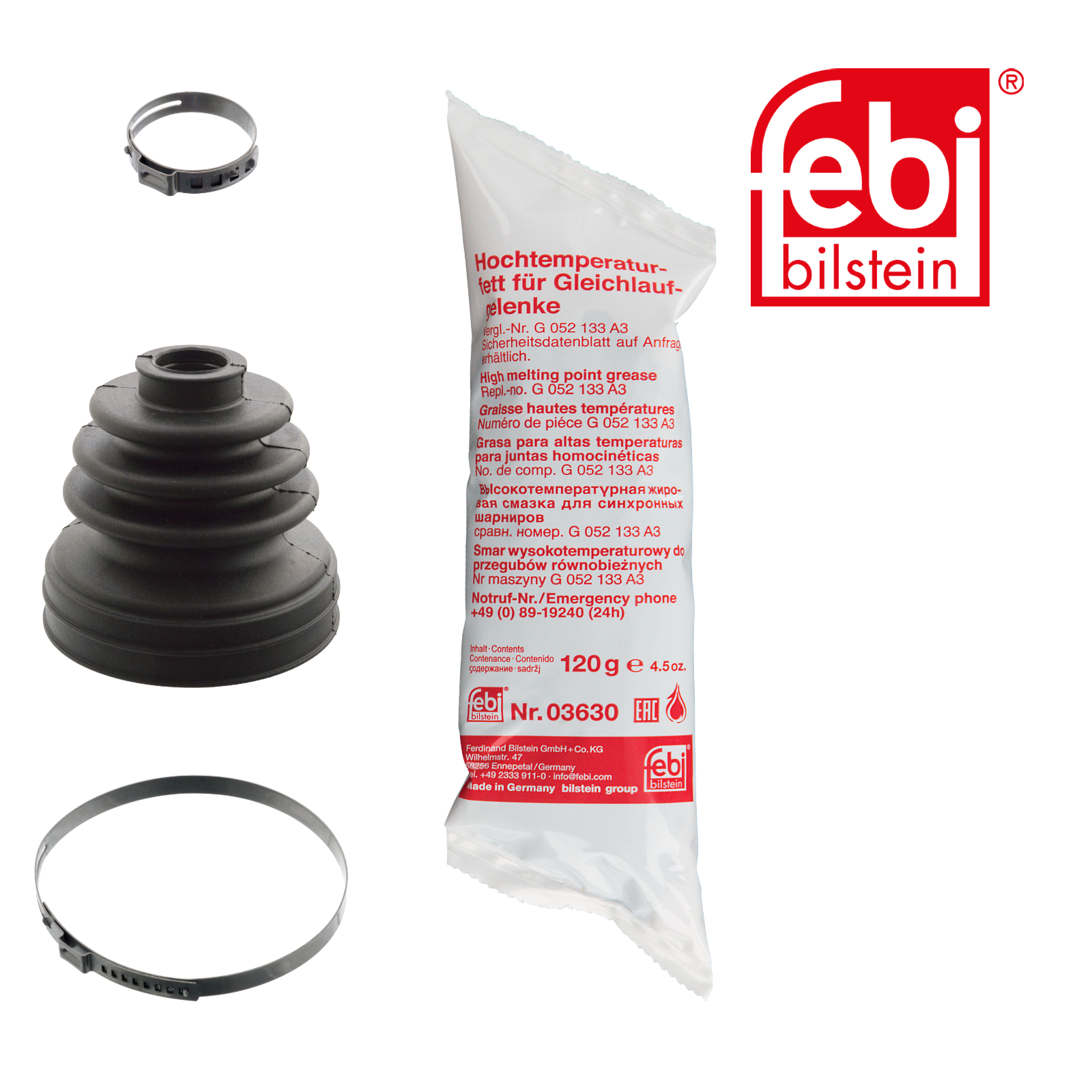 Febi Drive Shaft Bellow Kit transmission sided Rubber 101950
