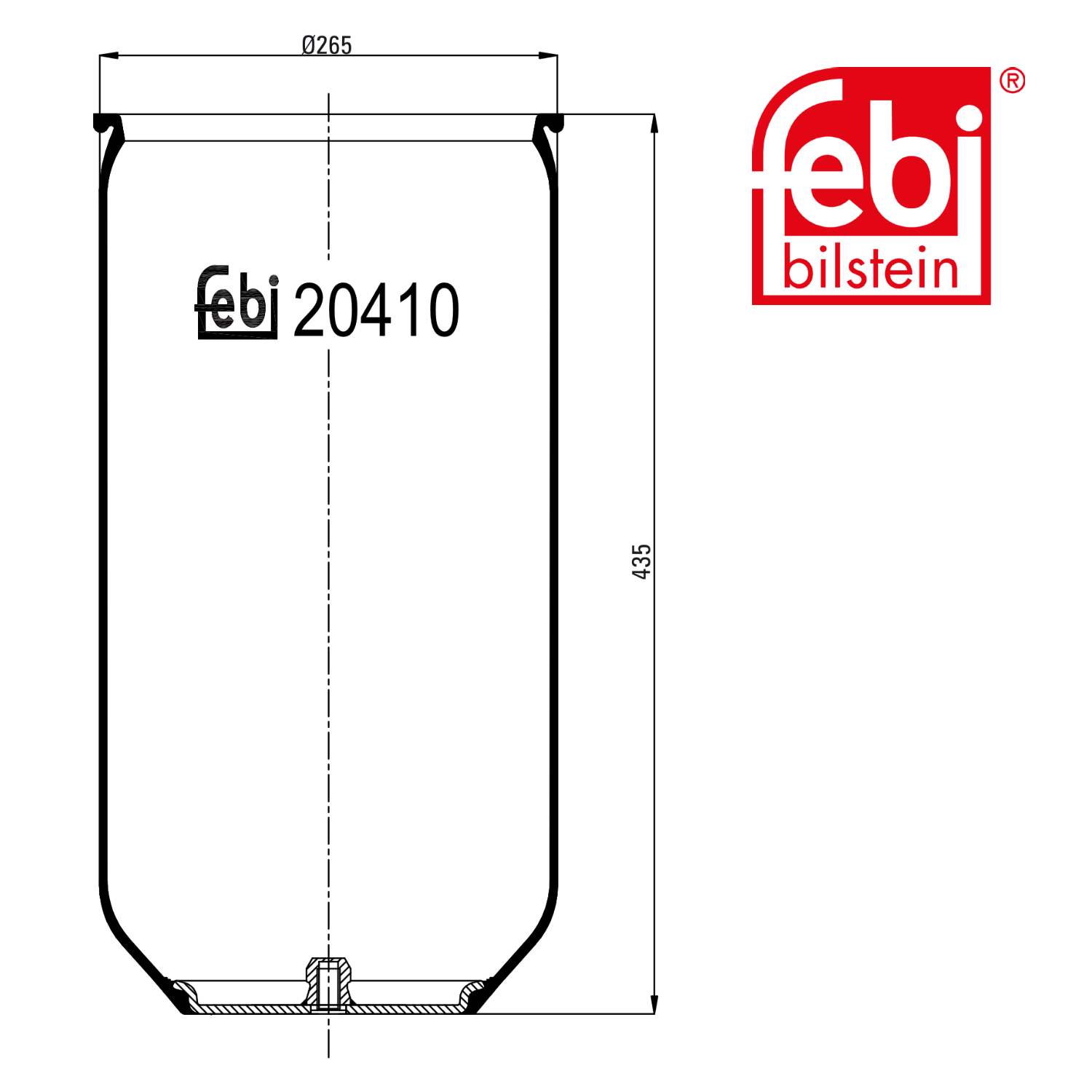 Febi Air Suspension Bellow 265mm 20410