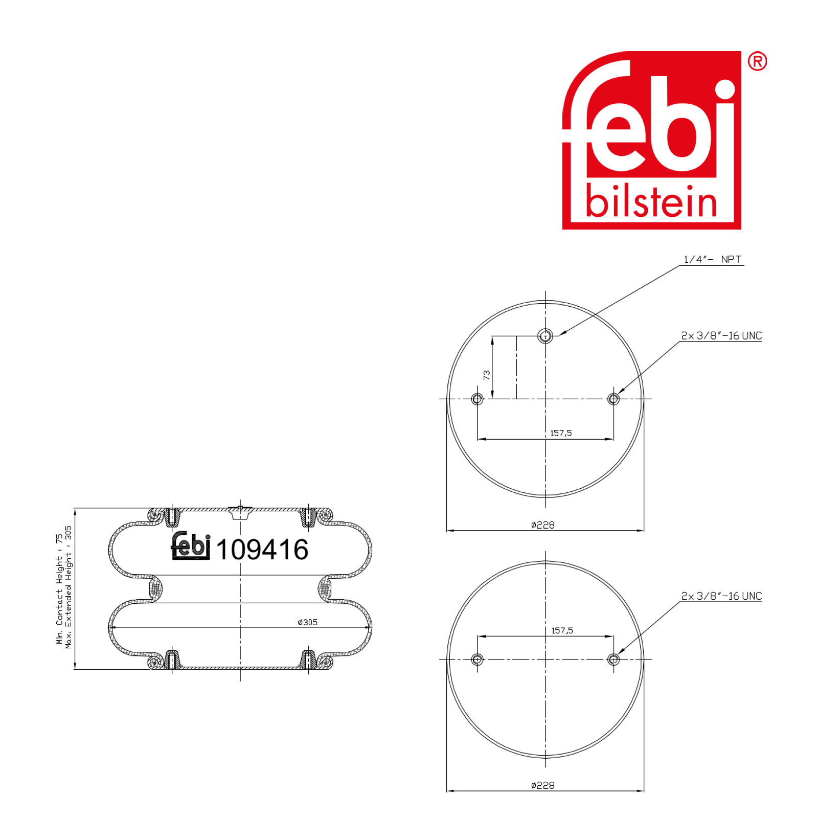 Febi Air Suspension Bellow 226mm 109416