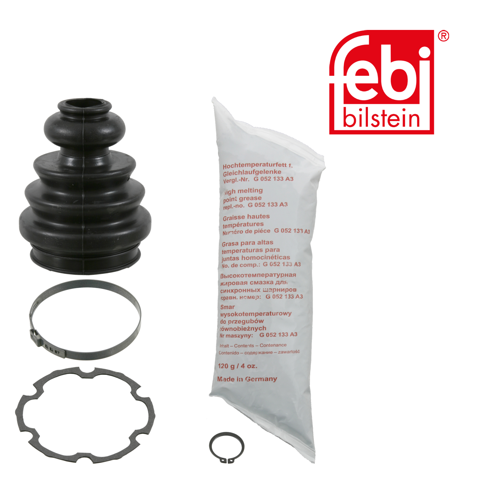 Febi Drive Shaft Bellow Kit transmission sided Rubb 08018