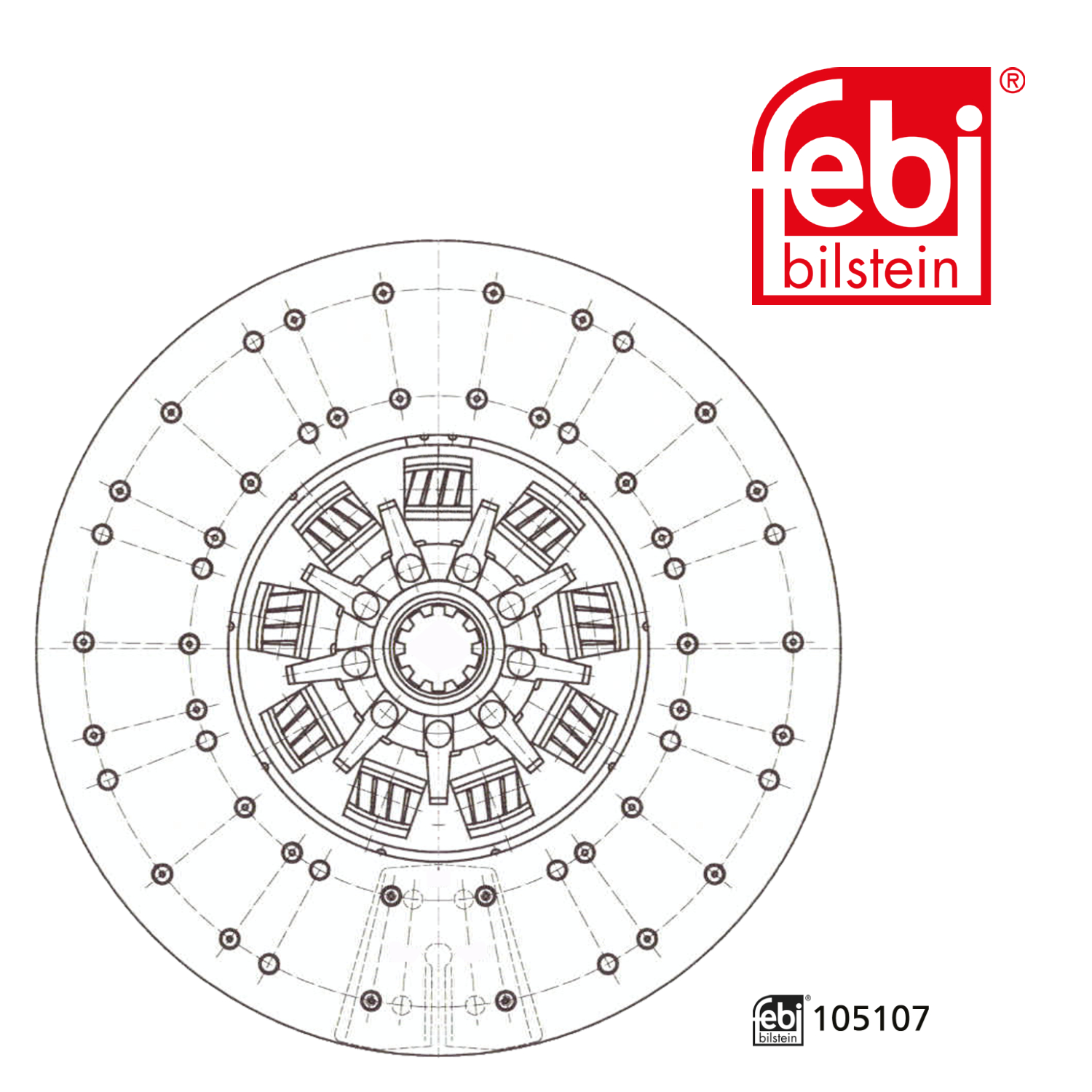 Febi Clutch Friction Disc Plate 362mm 10 Splines 105107