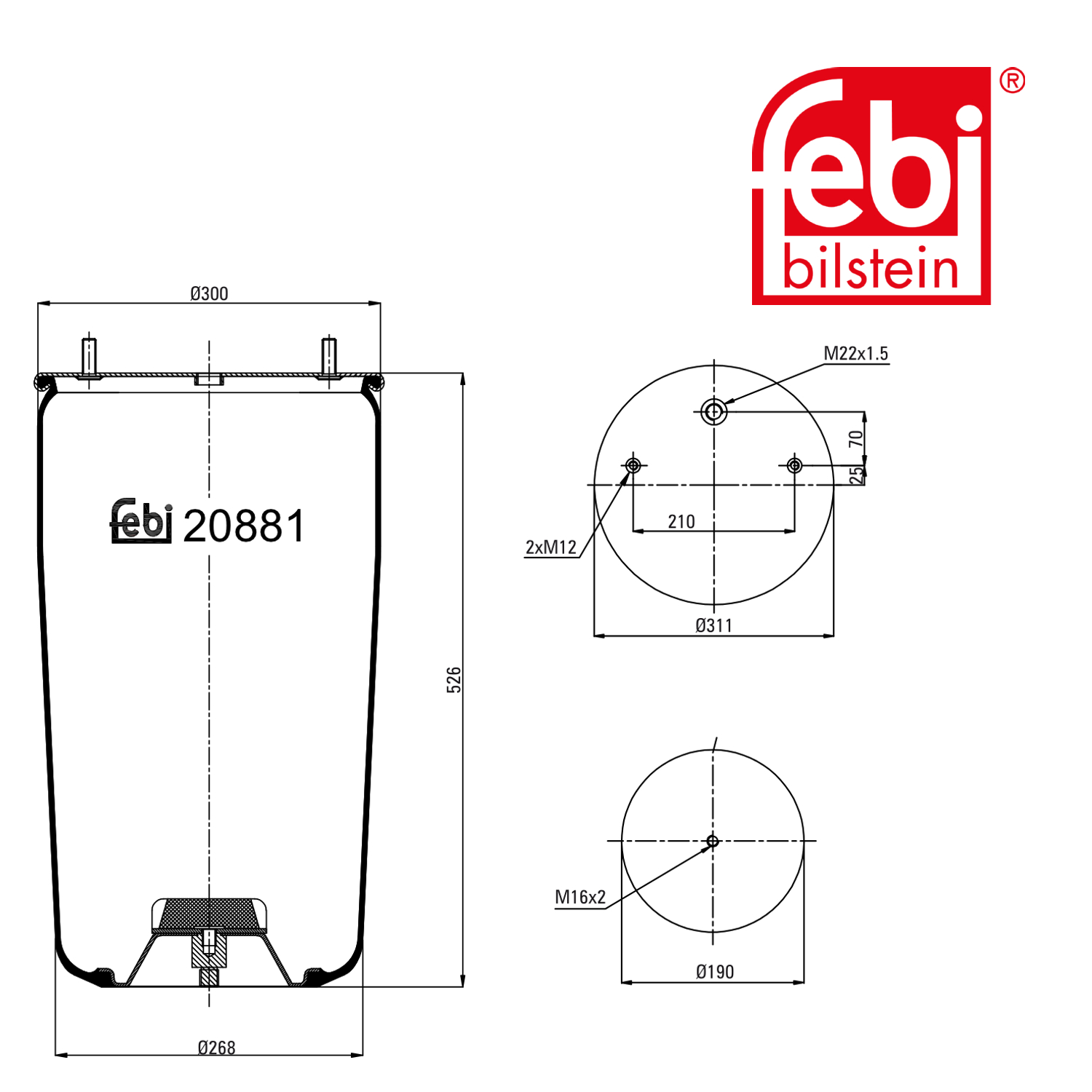 Febi Air Suspension Bellow 310mm 20881