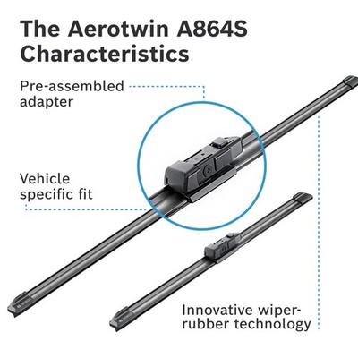 Bosch Aerotwin Wiper Blade Set 650mm + 450mm — A864S fits Alfa Romeo Stelvio