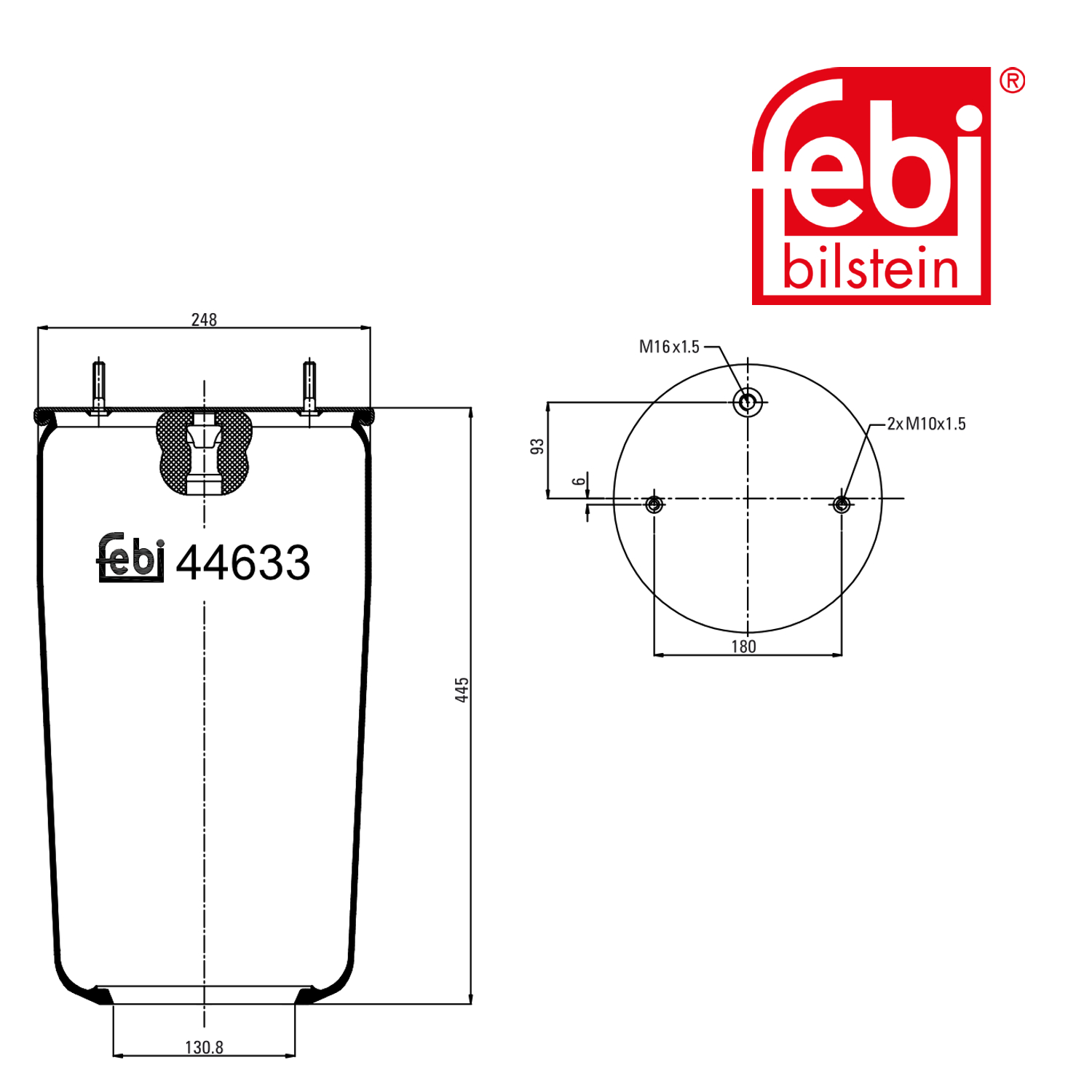 Febi Air Suspension Bellow 130mm 44633