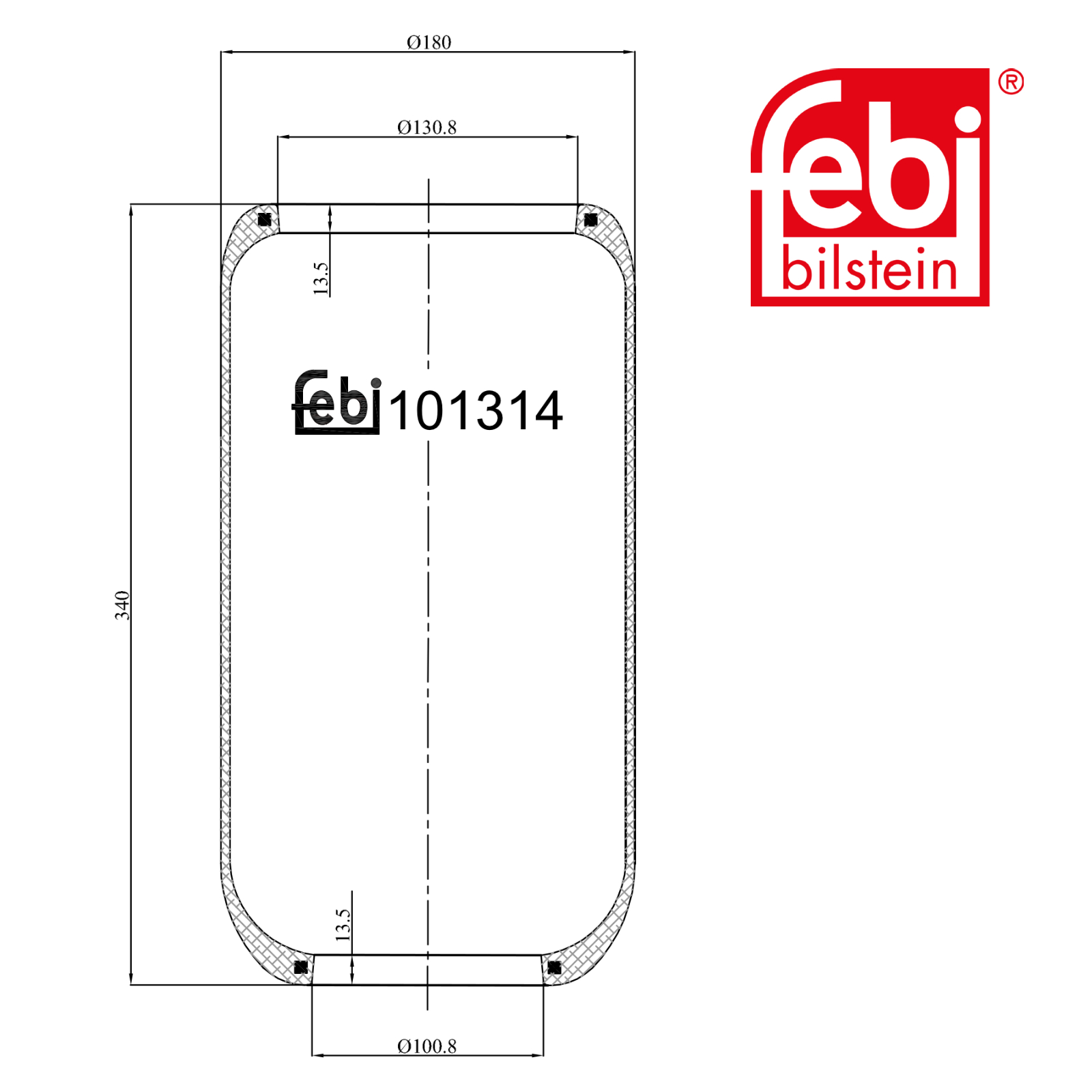 Febi Air Suspension Bellow non-steered leading axle 101314