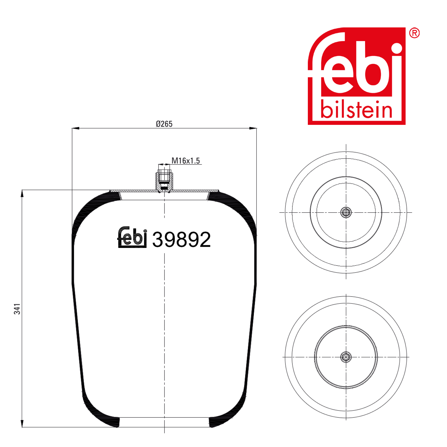 Febi Air Suspension Bellow 265mm 39892