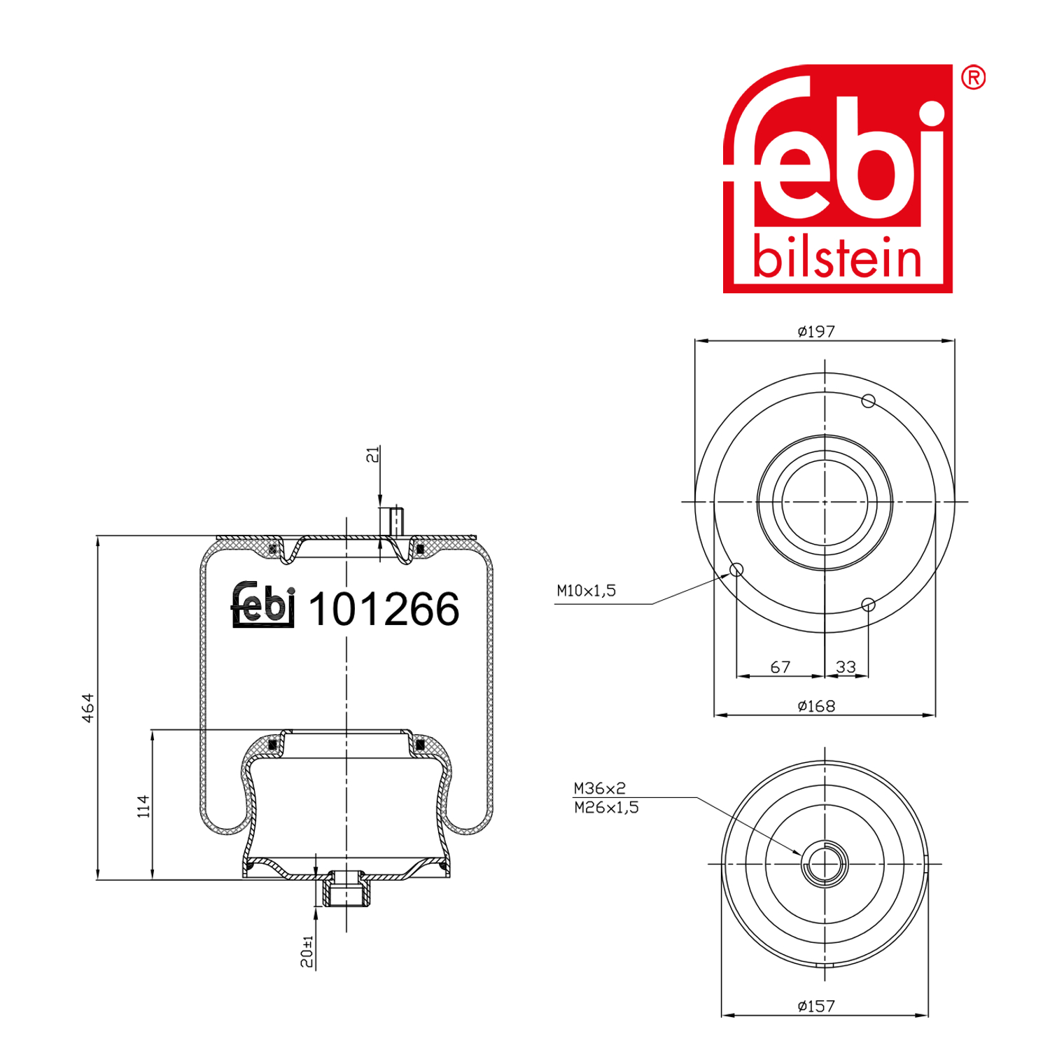 Febi Air Suspension Bellow 157mm Rear 101266
