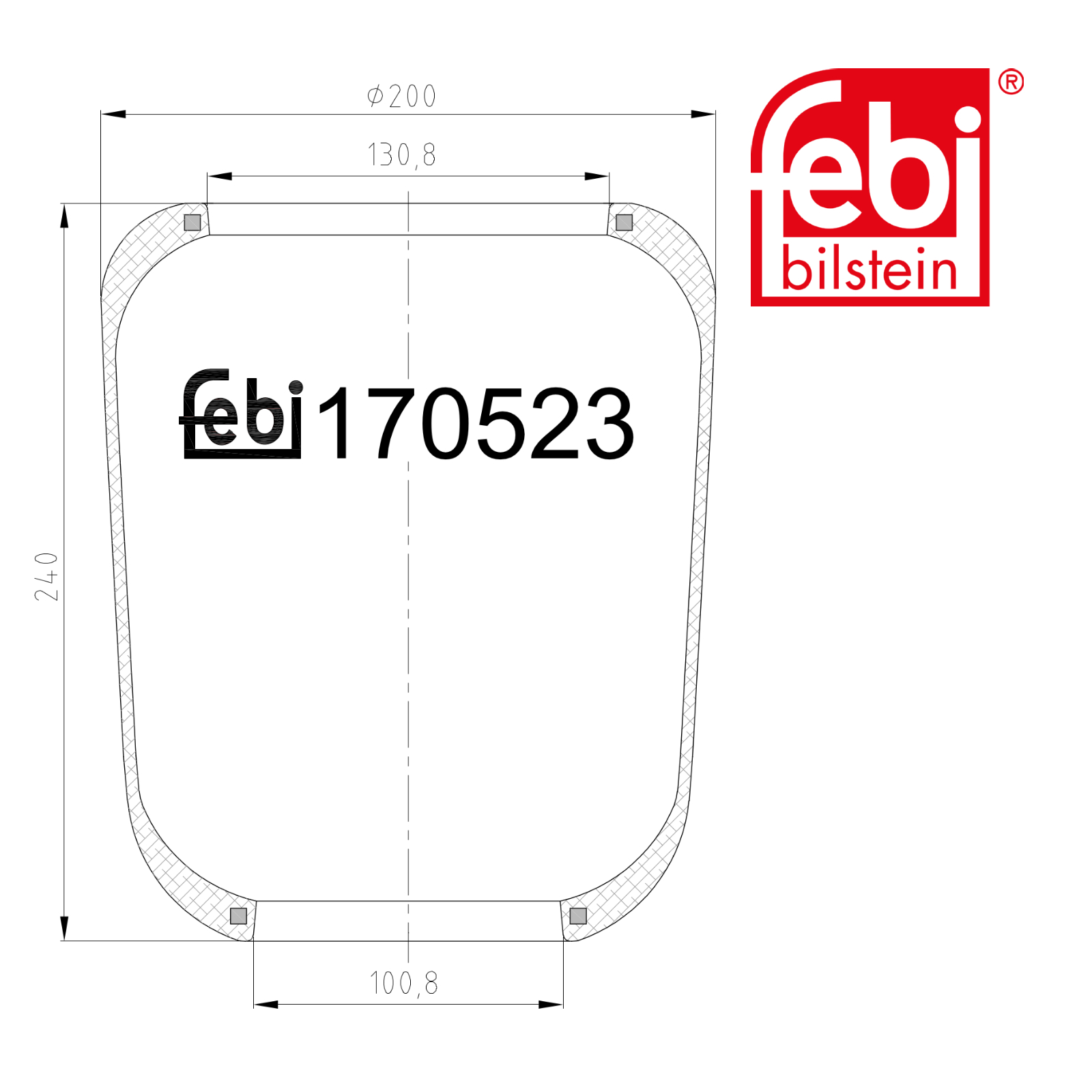 Febi Air Suspension Bellow 100mm Front 170523