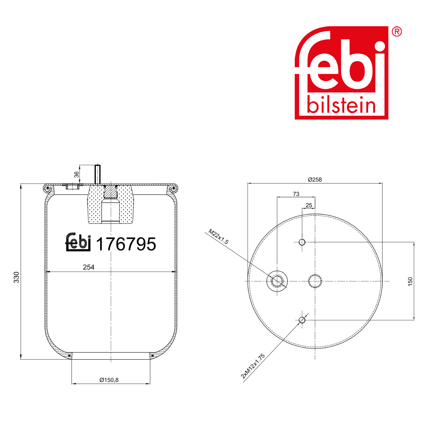Febi Air Suspension Bellow 150mm 176795 OE 1001101058