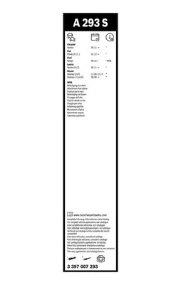 Bosch Aerotwin Wiper Blade Set 600mm + 380mm — A293S fits Baic BJ30 2024 on 1.5