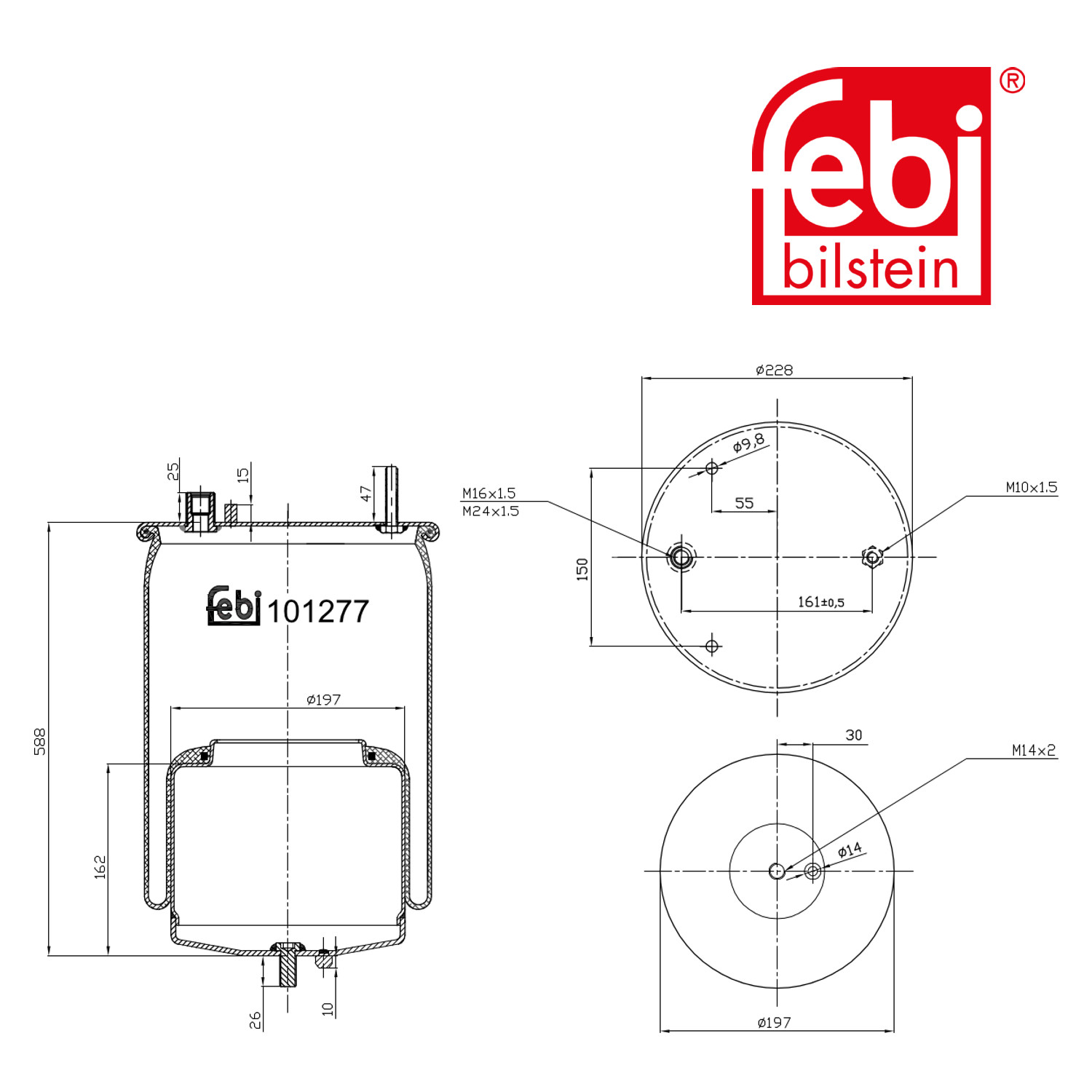 Febi Air Suspension Bellow 229mm Rear 101277