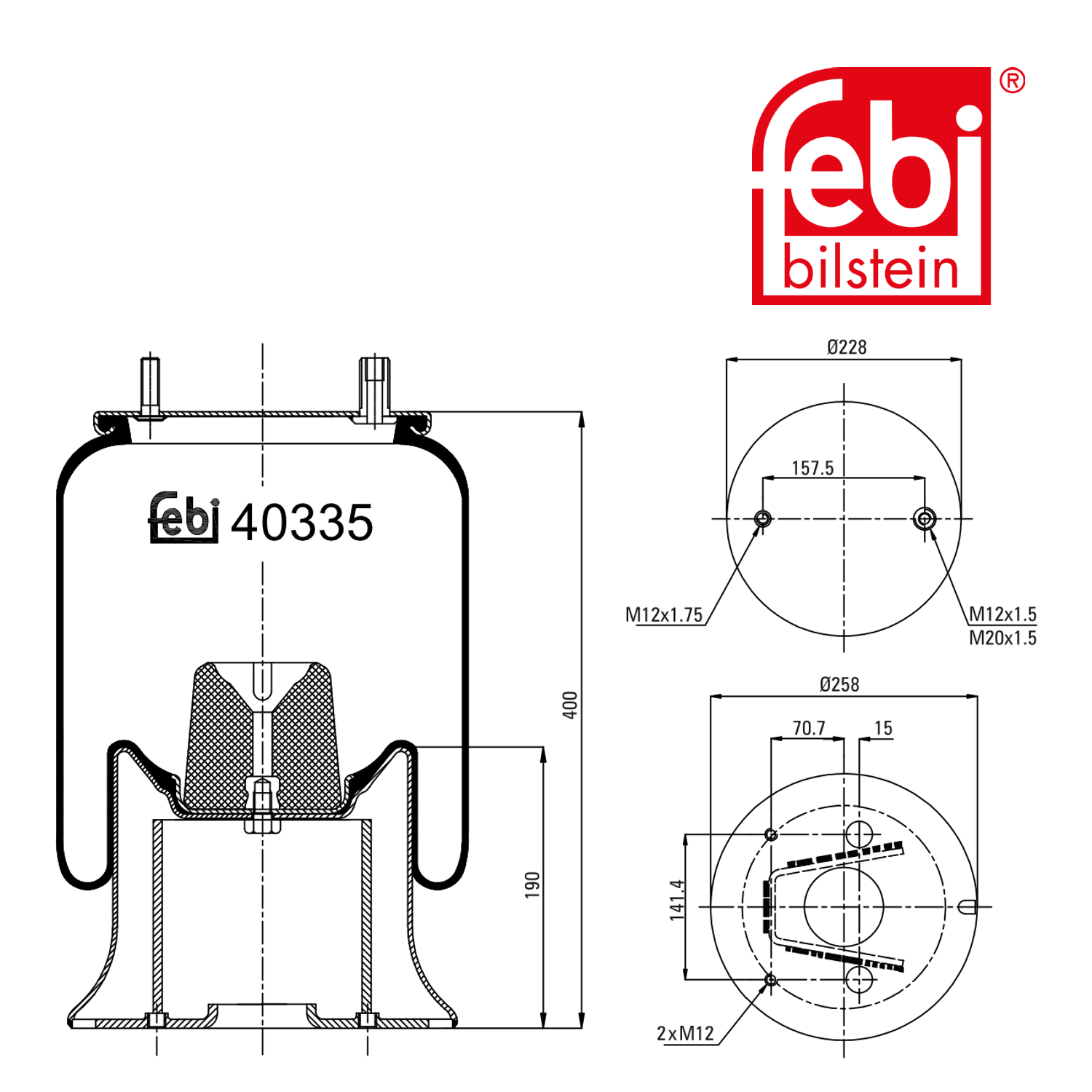 Febi Air Suspension Bellow 258mm 40335