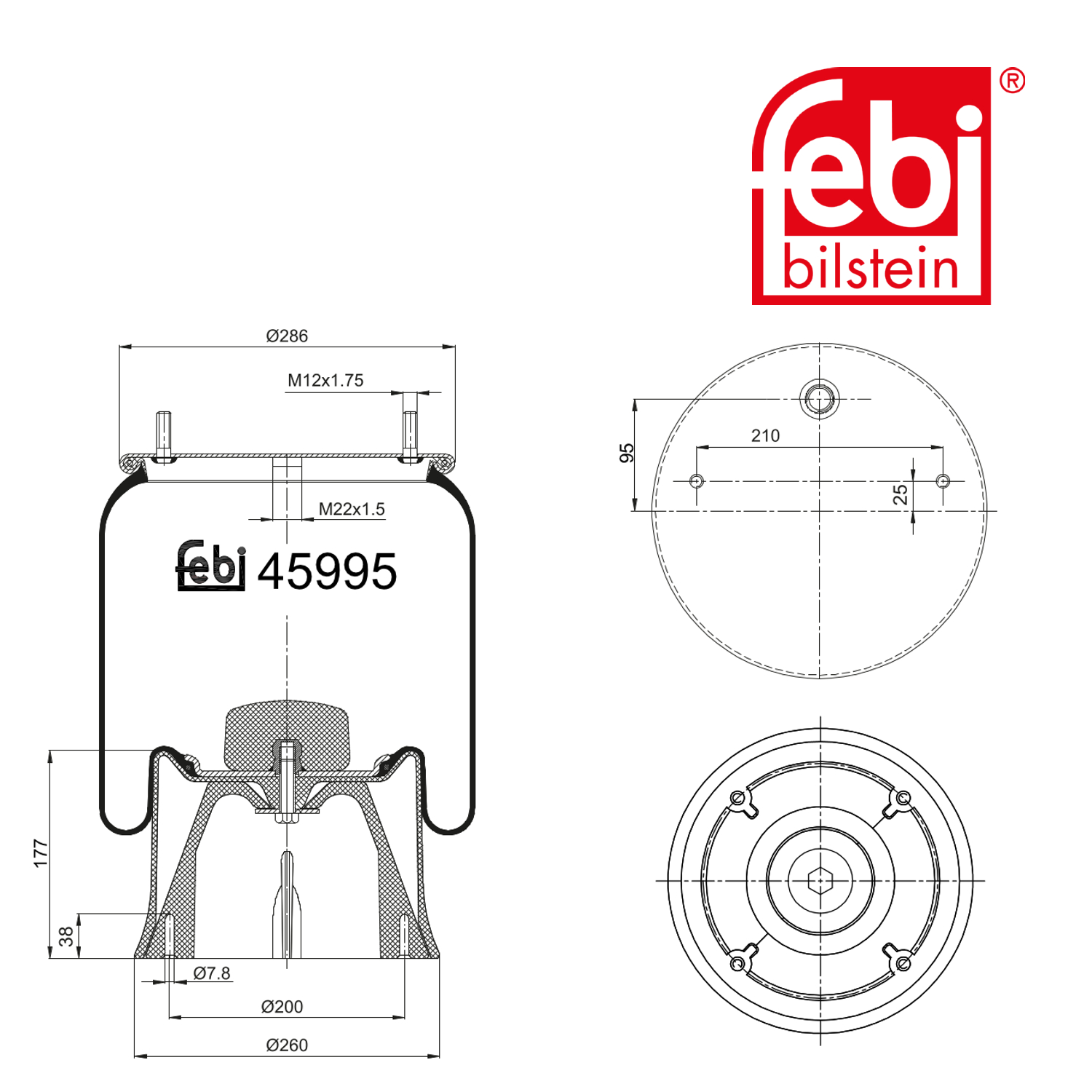 Febi Air Suspension Bellow 286mm 45995
