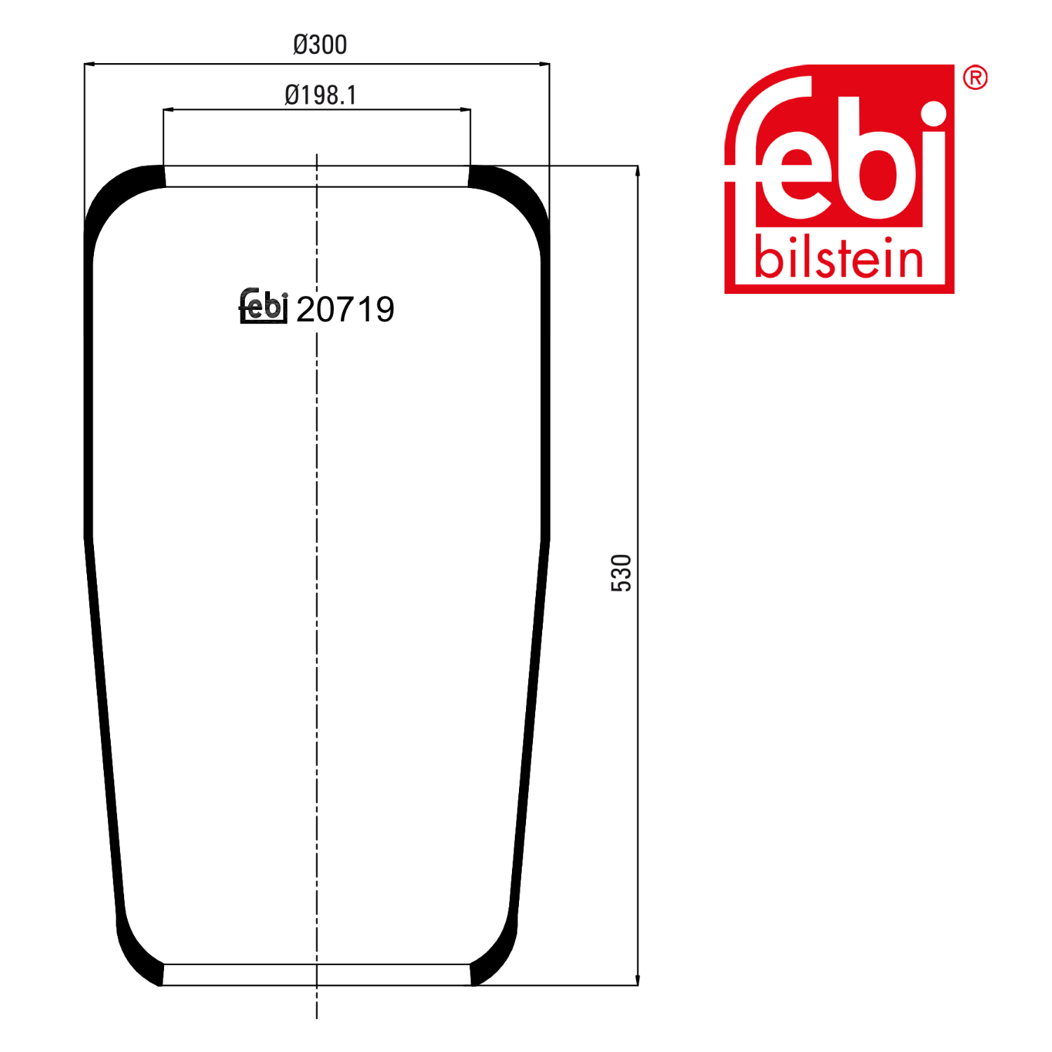 Febi Air Suspension Bellow 198mm 20719