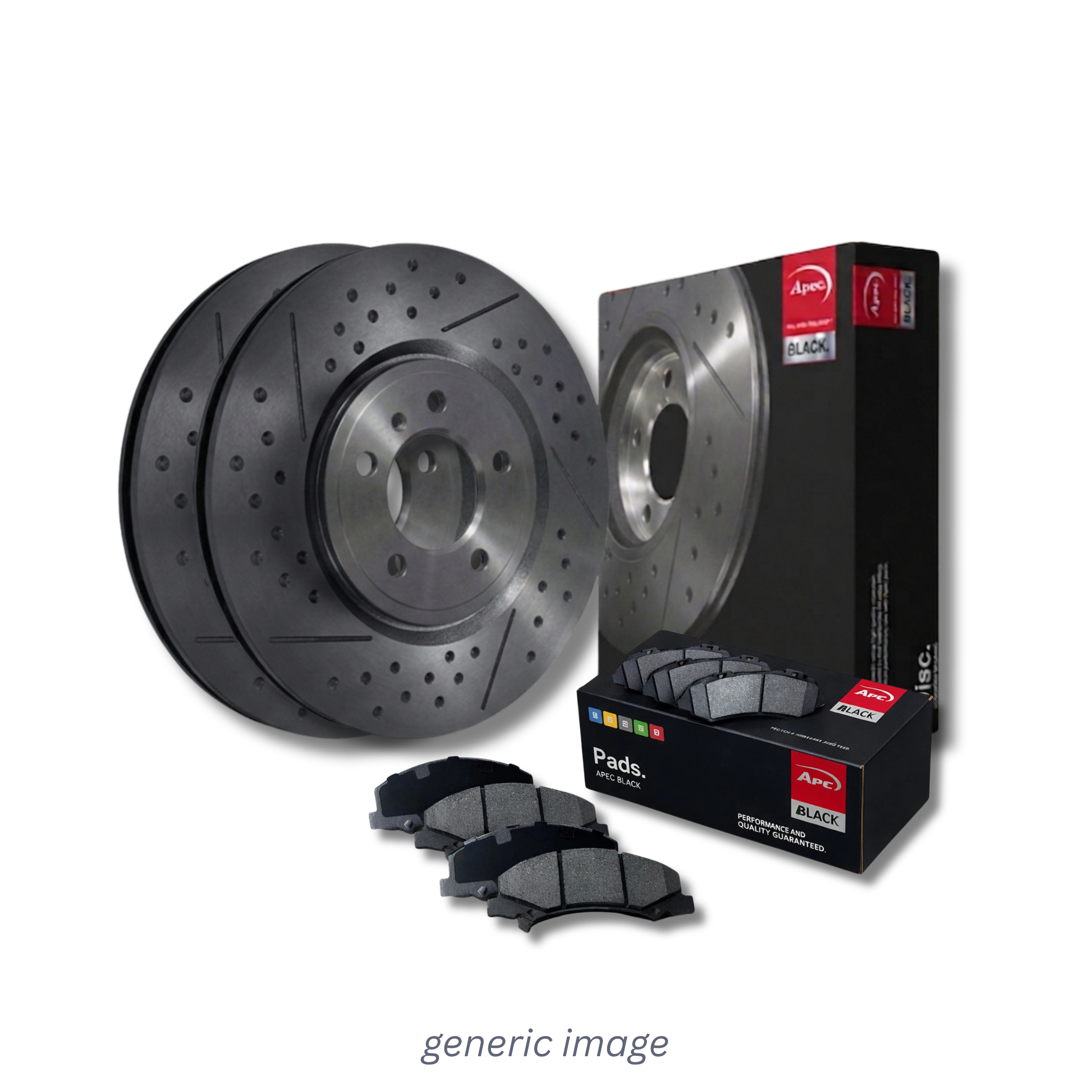 Apec Black Front Brake / Discs & Pads fits Audi Q5 2008-2017 3.0 3.2