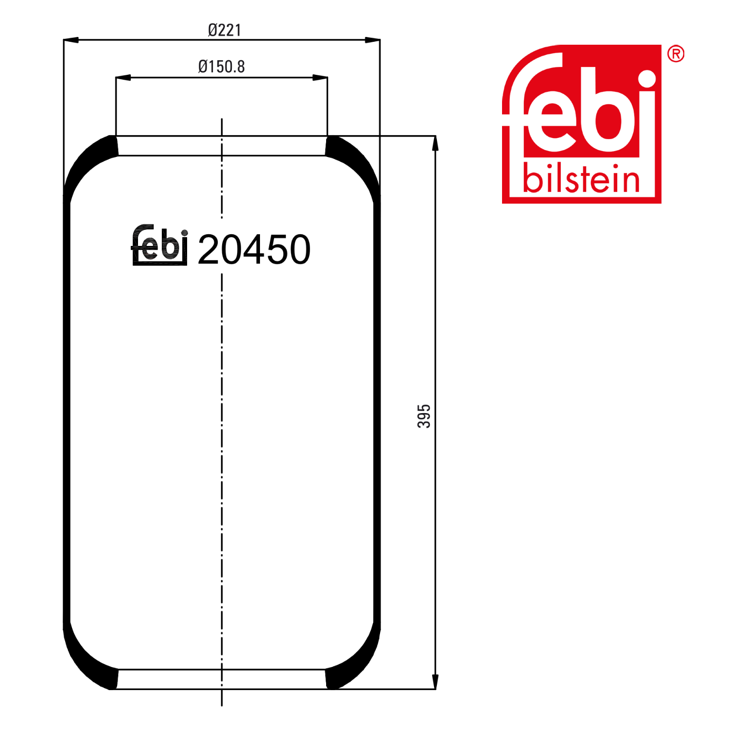 Febi Air Suspension Bellow 150mm Front 20450
