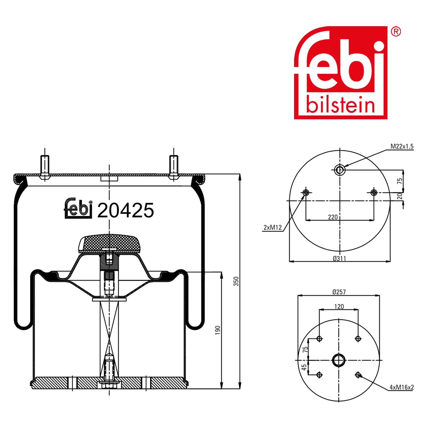 Febi Air Suspension Bellow 311mm 20425