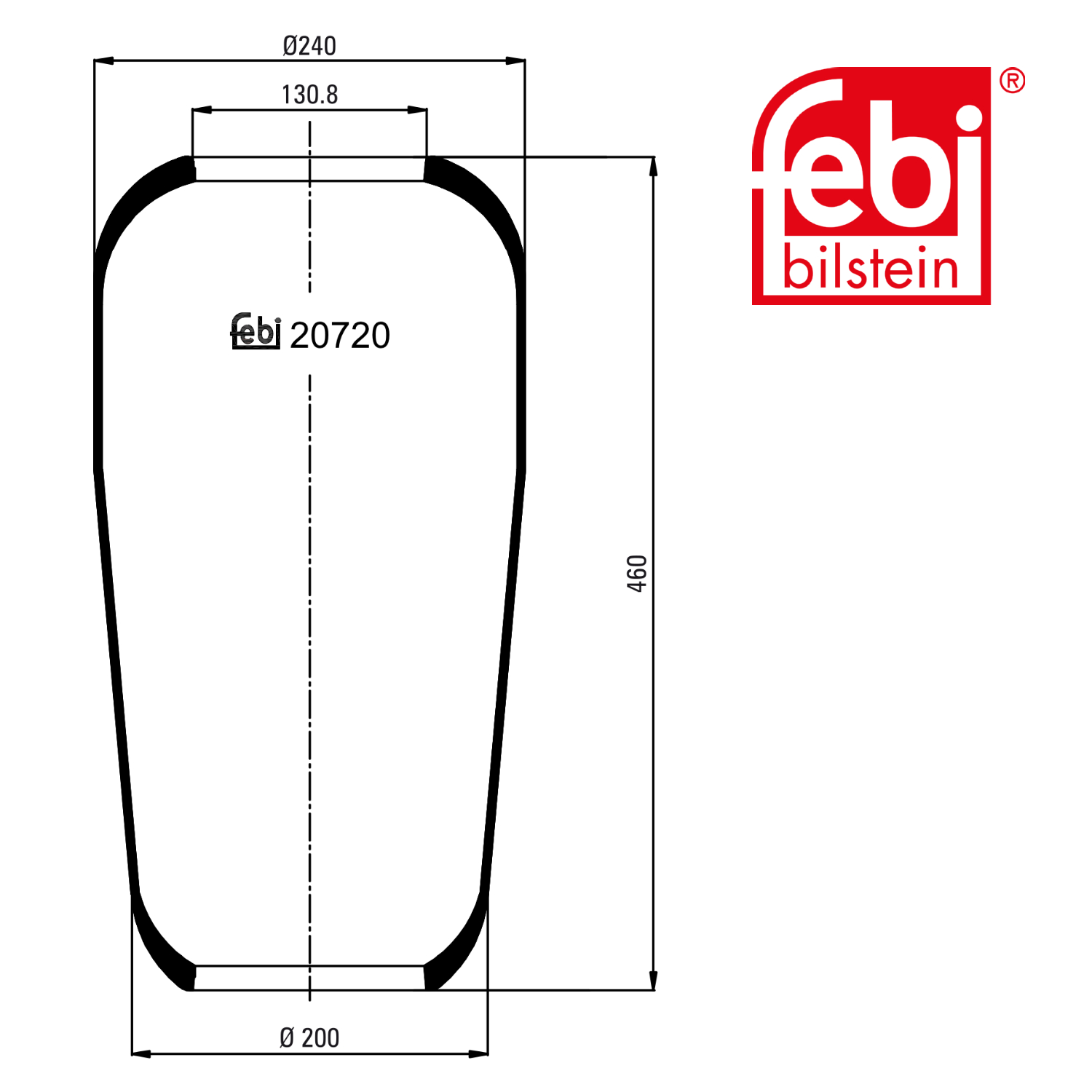 Febi Air Suspension Bellow 240mm Rear 20720