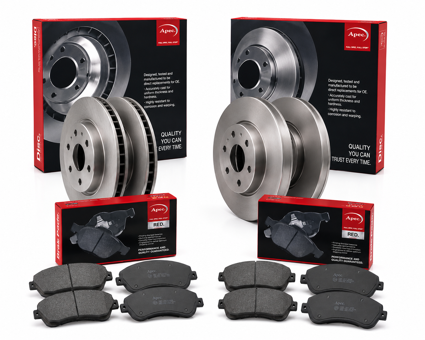 Apec Front & Rear Brake Discs & Pads fits Mitsubishi Mirage III 1987-1991 1.6