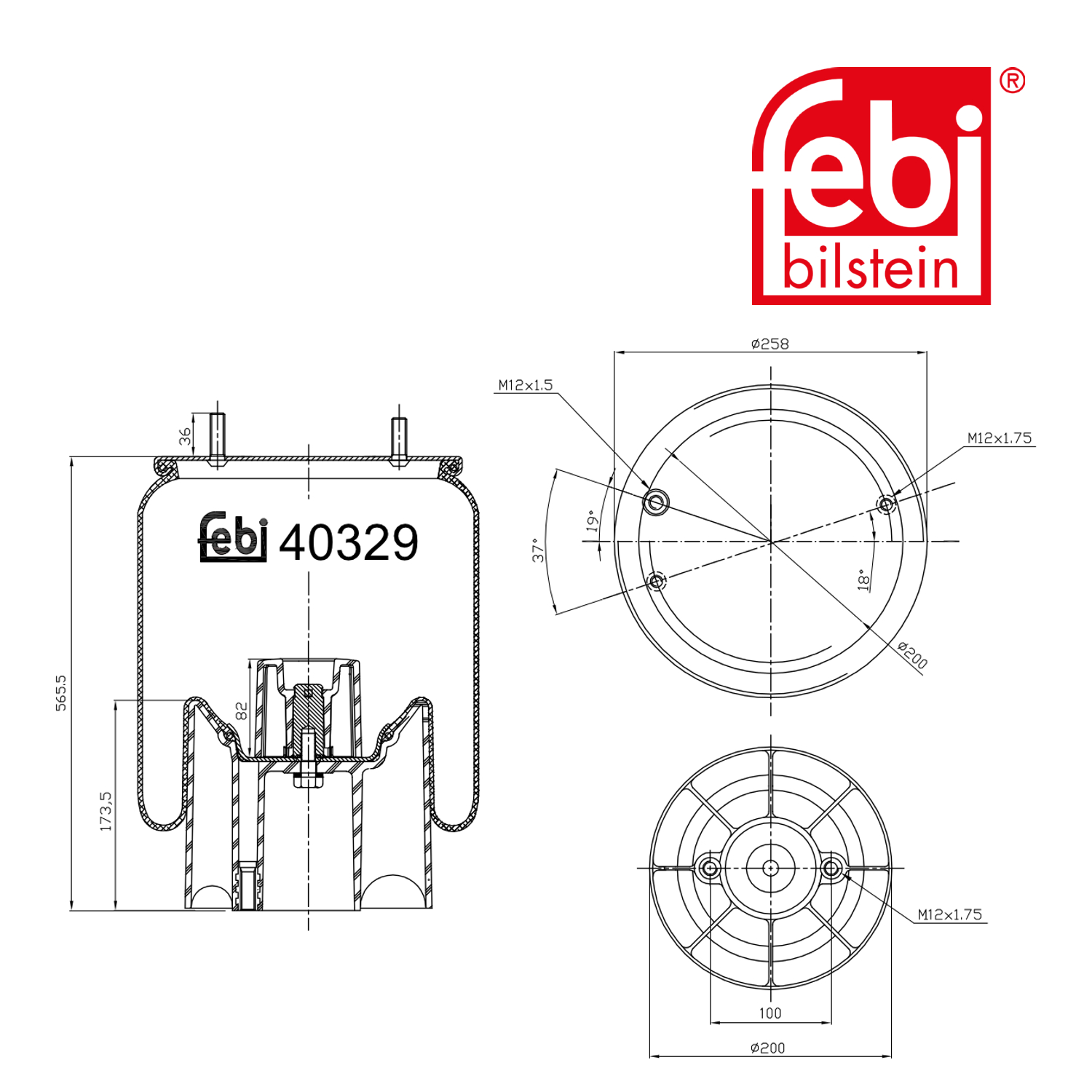 Febi Air Suspension Bellow 200mm 40329