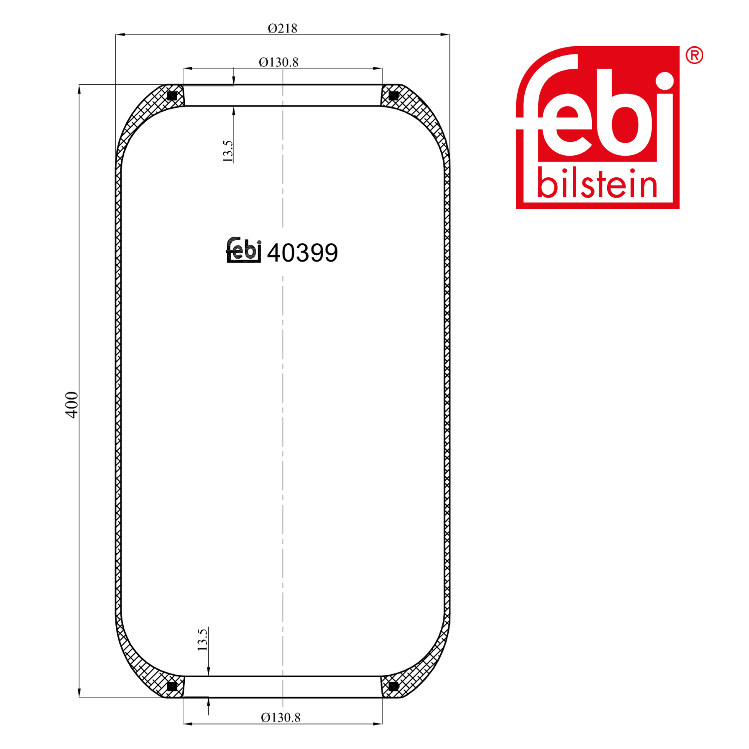 Febi Air Suspension Bellow 218mm Rear Right 40399