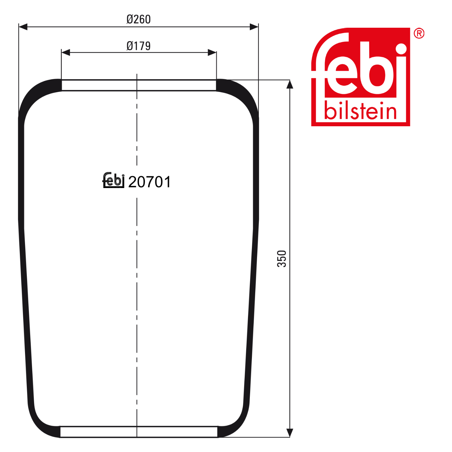 Febi Air Suspension Bellow 245mm Front Right 20701
