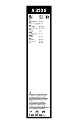 Bosch Aerotwin Wiper Blade Set 650mm + 475mm — A310S fits Alpina B5 2017-2020