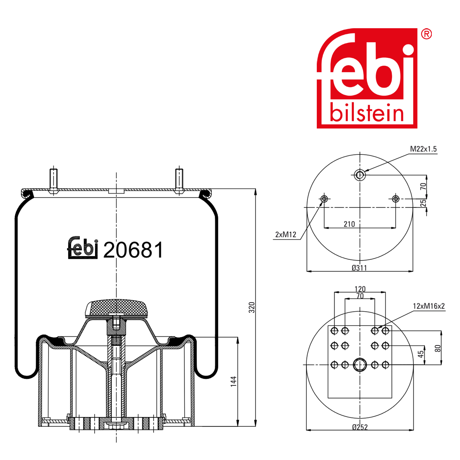 Febi Air Suspension Bellow 311mm 20681