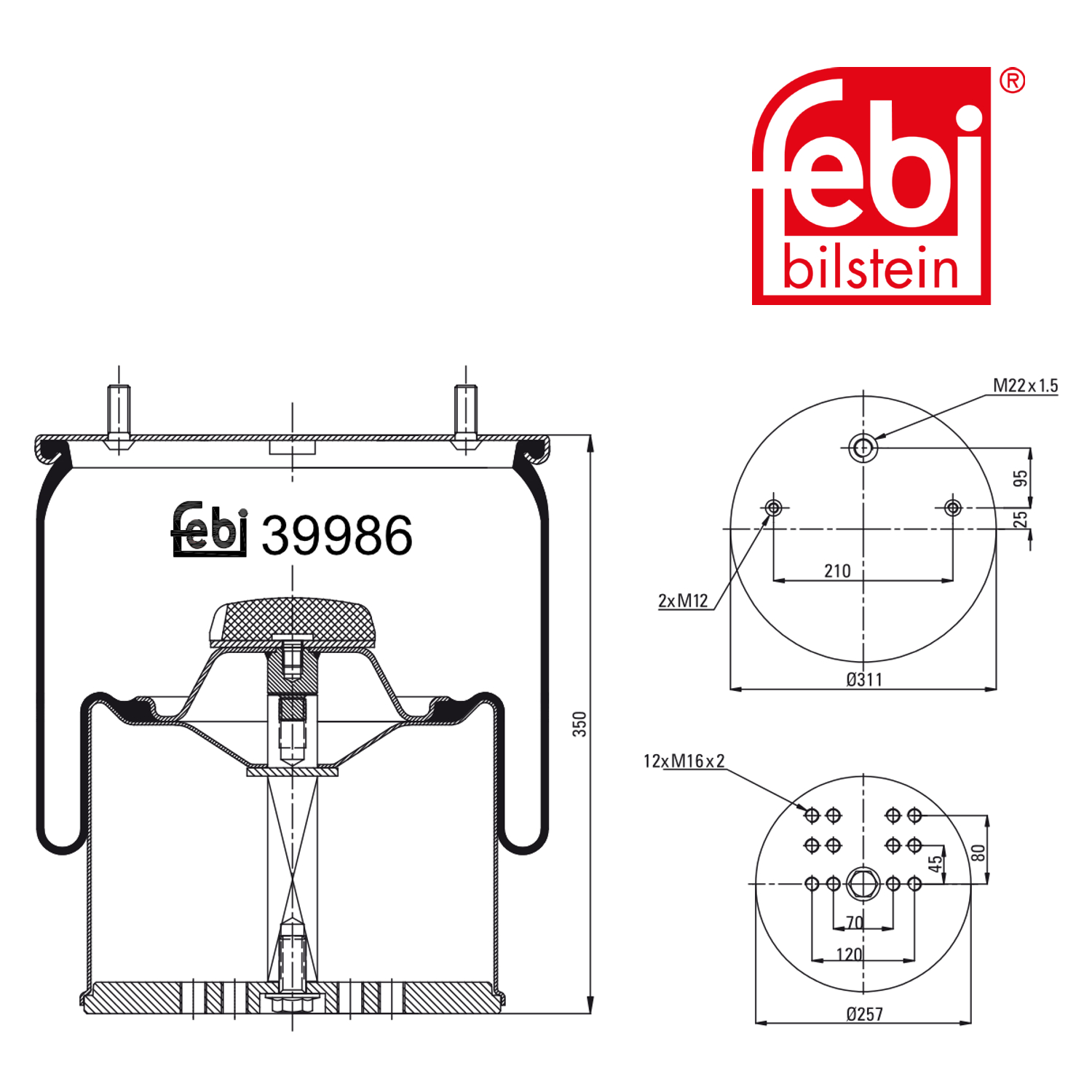 Febi Air Suspension Bellow 250mm 39986