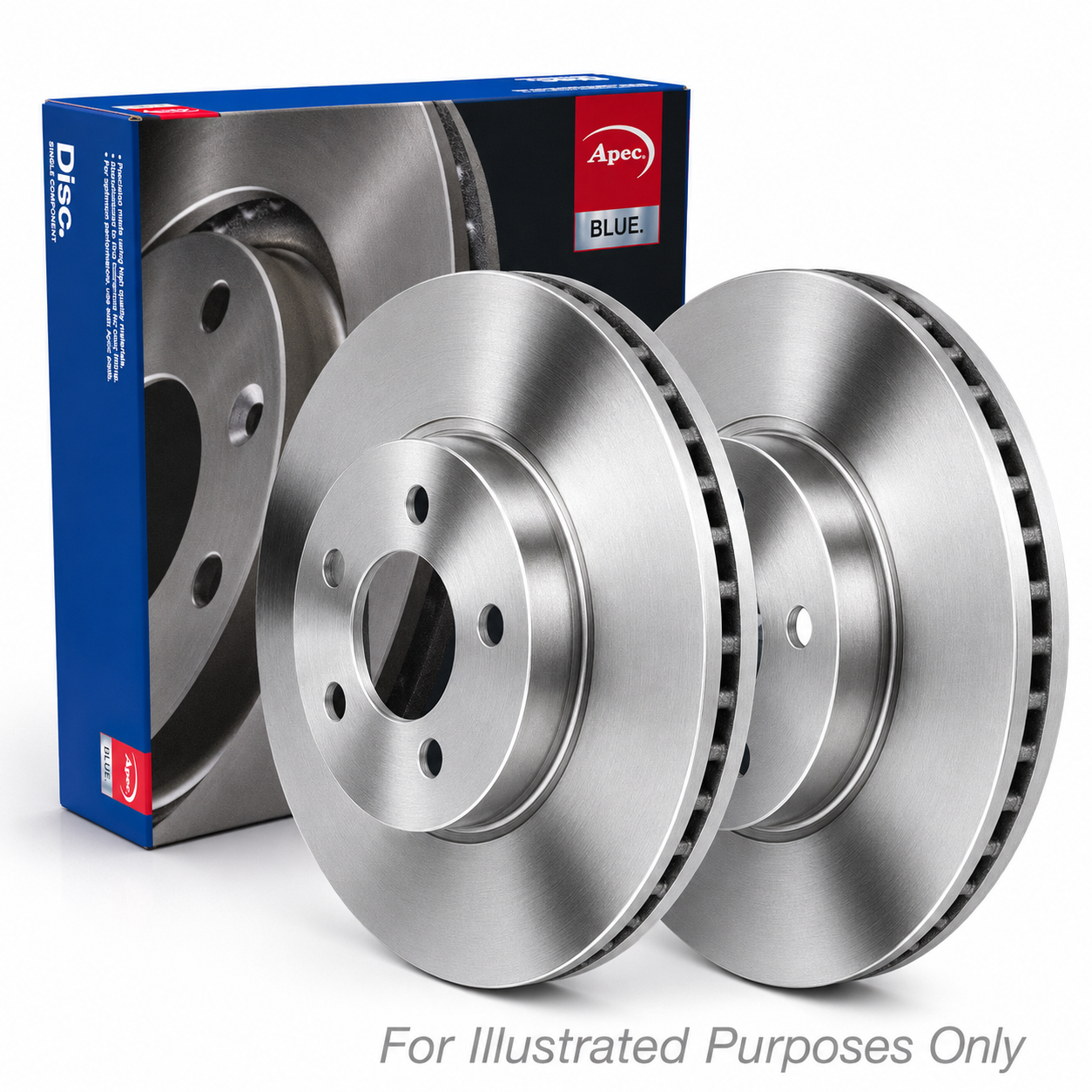 Apec 2 x Vented Brake Discs fits Ford Fiesta VII 2017-2021 1.0 1.1 1.5