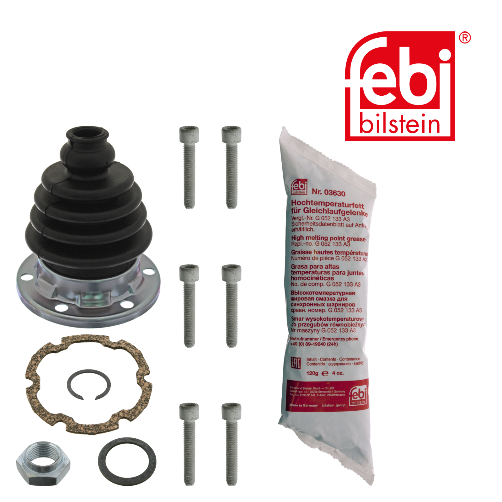 Febi Drive Shaft Bellow Kit transmission sided Rubber 07643