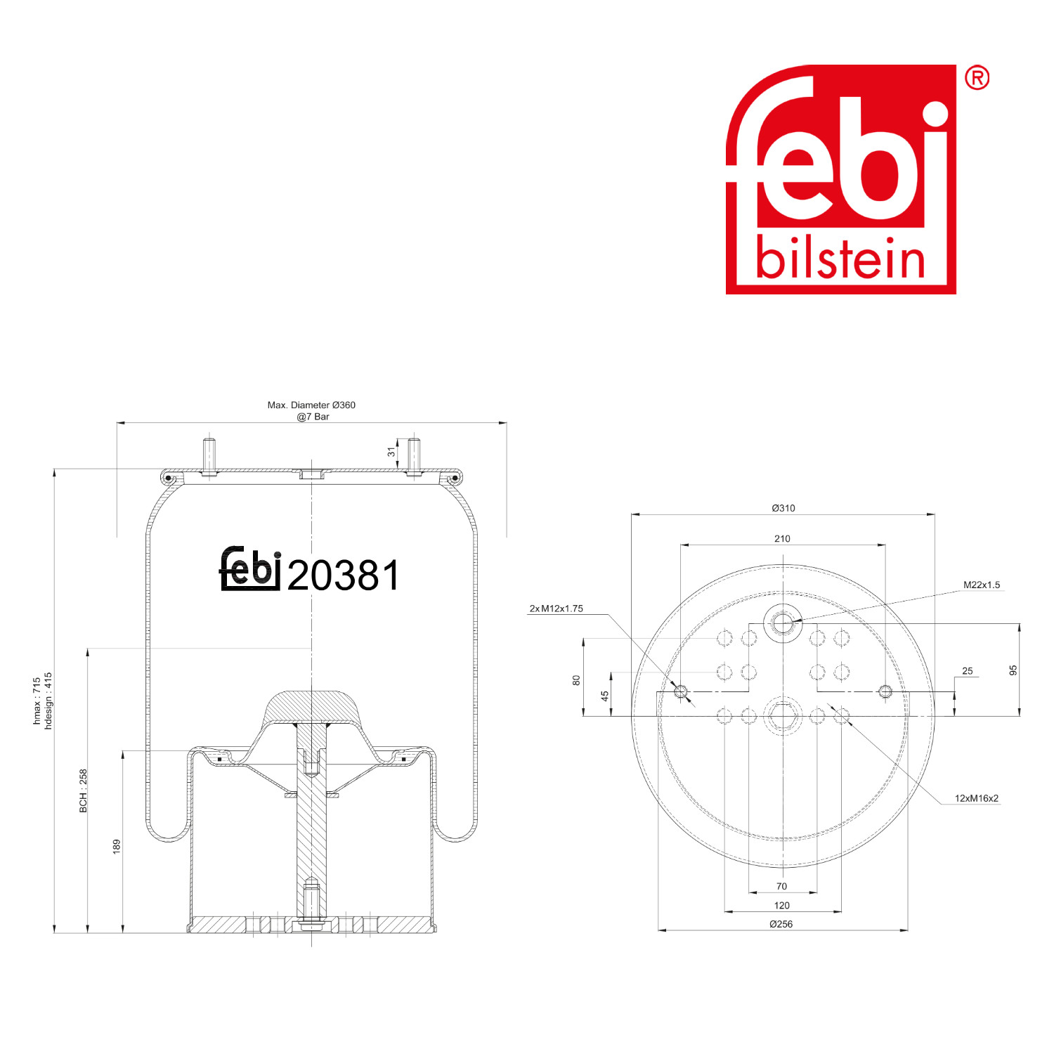Febi Air Suspension Bellow 311mm 20381