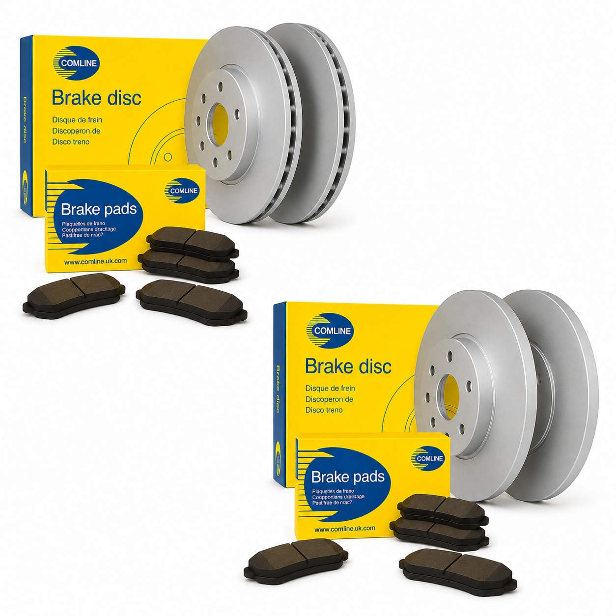 Comline Front & Rear Brake Discs & Pads fits Fiat Multipla 1999-2010 1.6 1.9