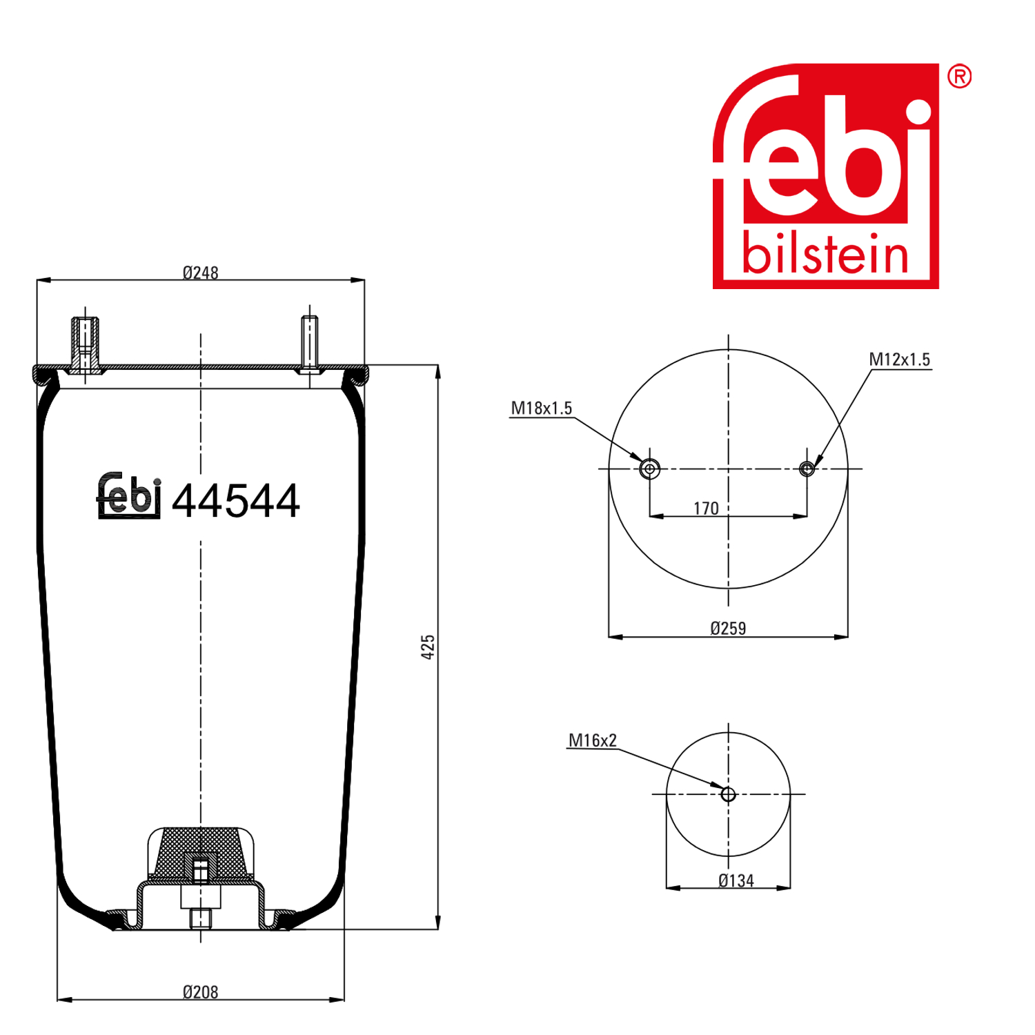 Febi Air Suspension Bellow 134mm 44544