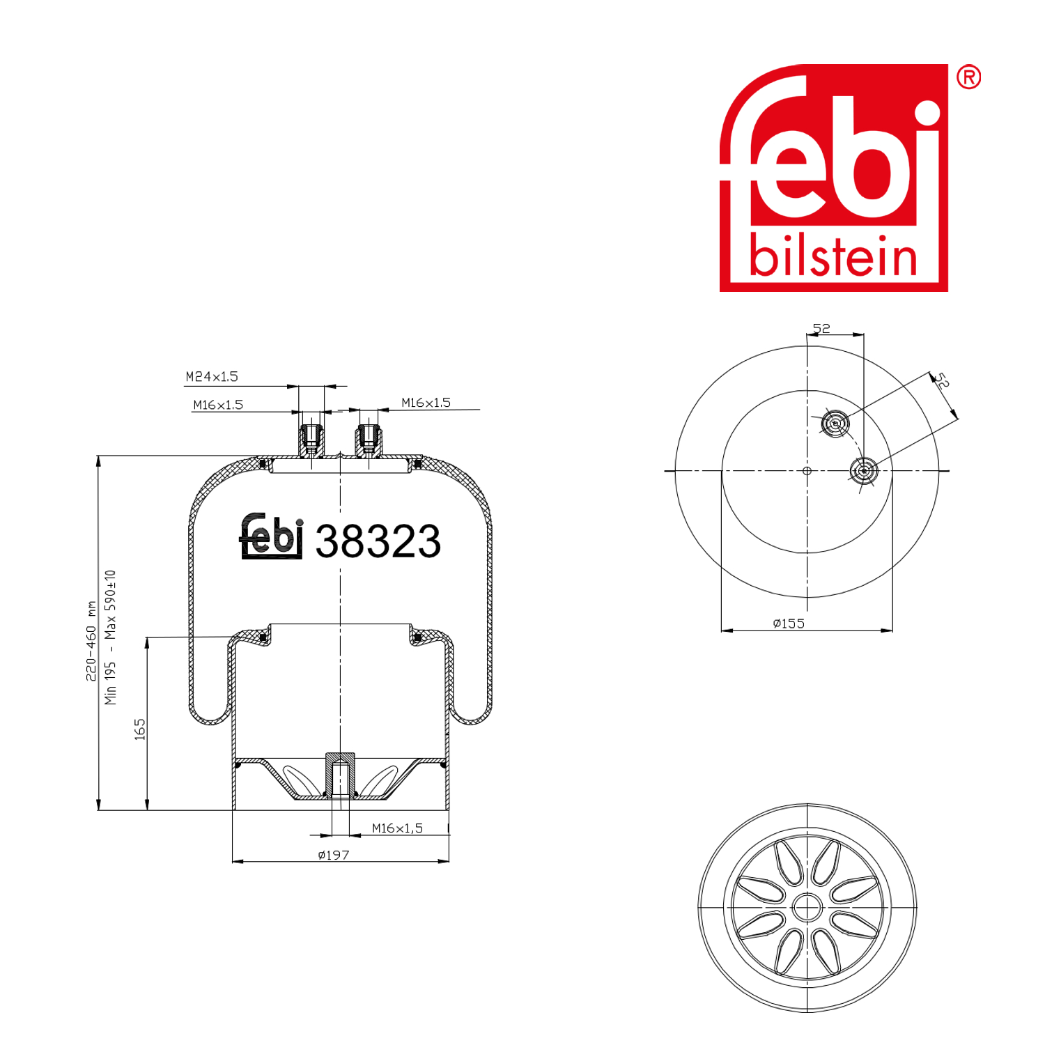 Febi Air Suspension Bellow 190mm Front 38323