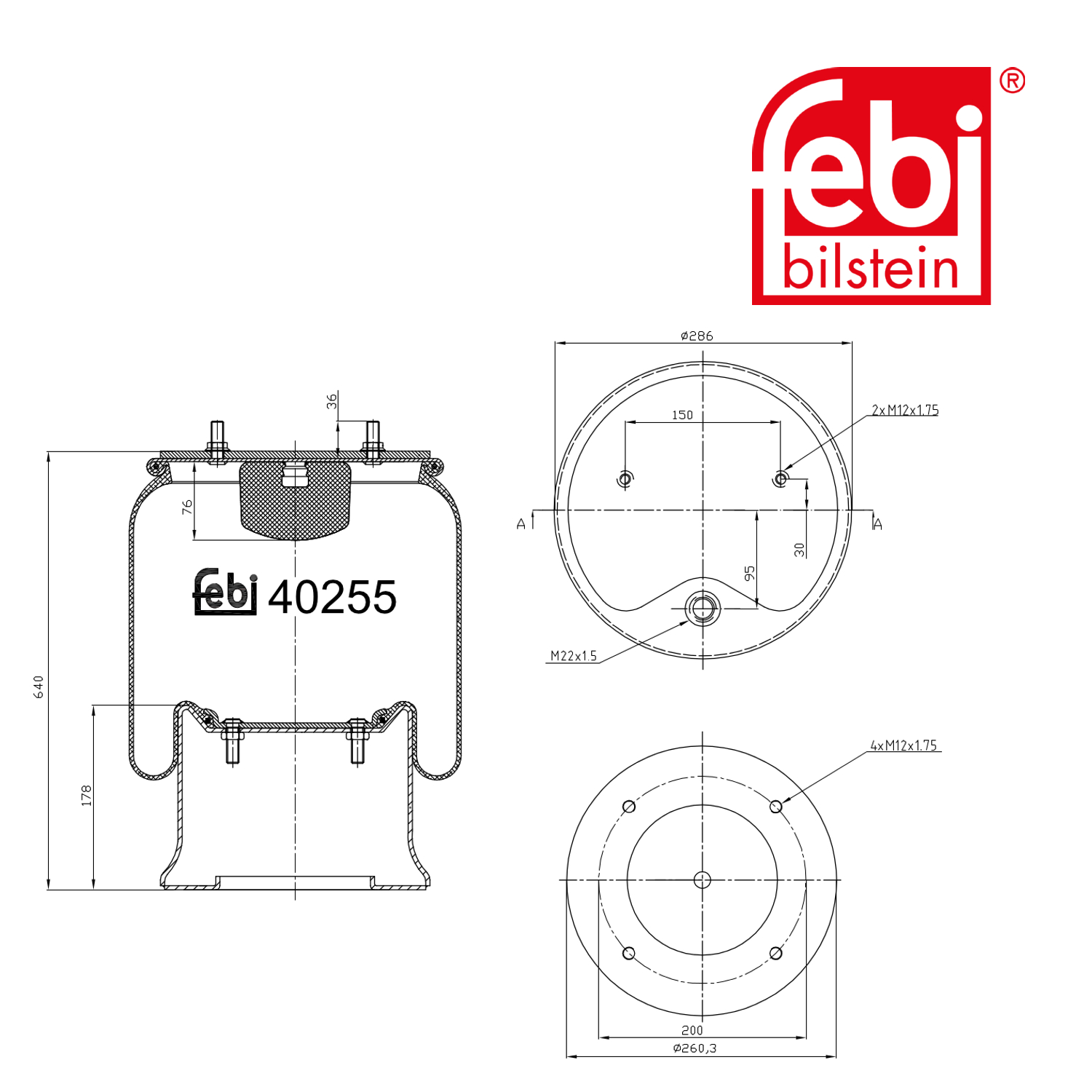 Febi Air Suspension Bellow 286mm 40255