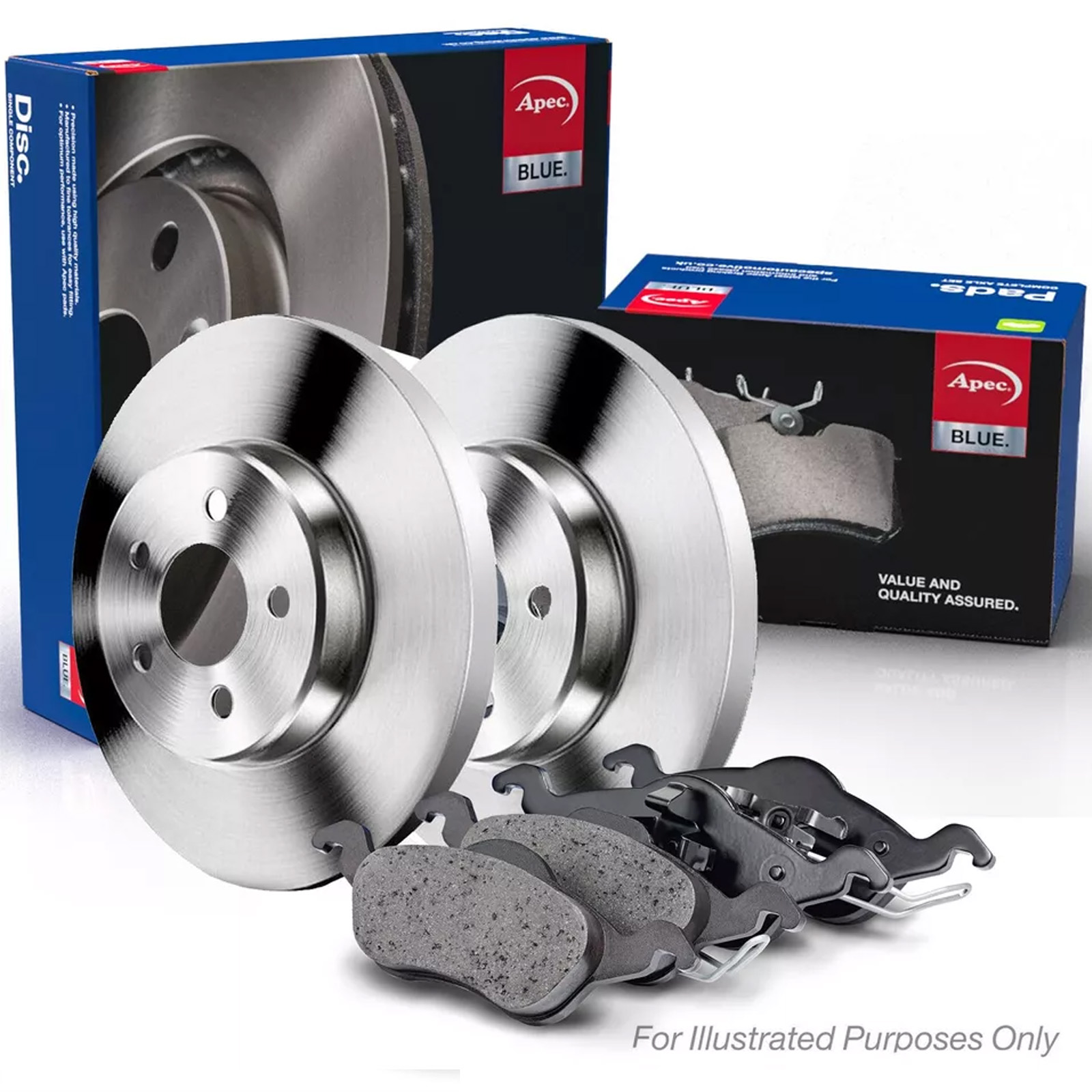 Apec Rear Brake Solid Discs & Pads fits Land Rover Range Rover Evoque 2011-2019
