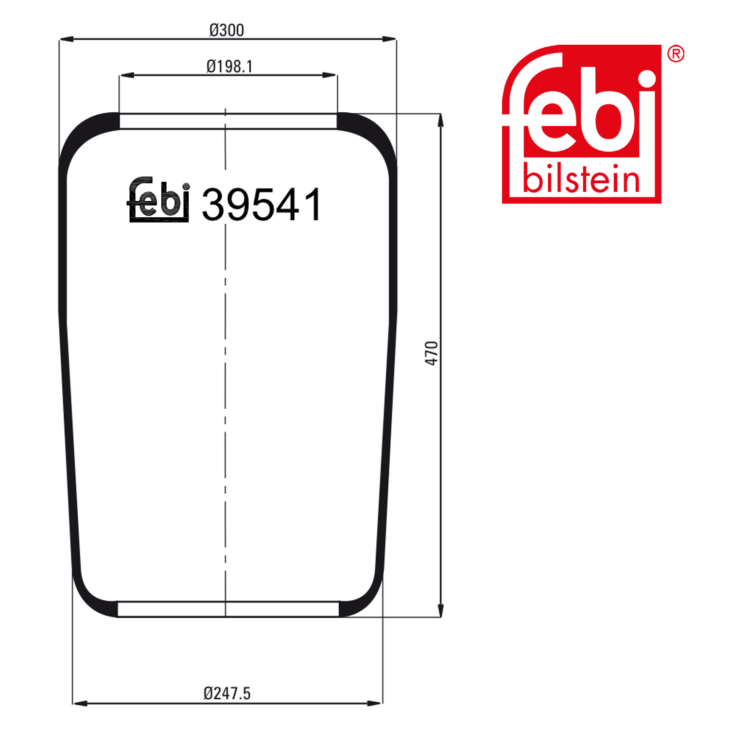 Febi Air Suspension Bellow 247mm 39541