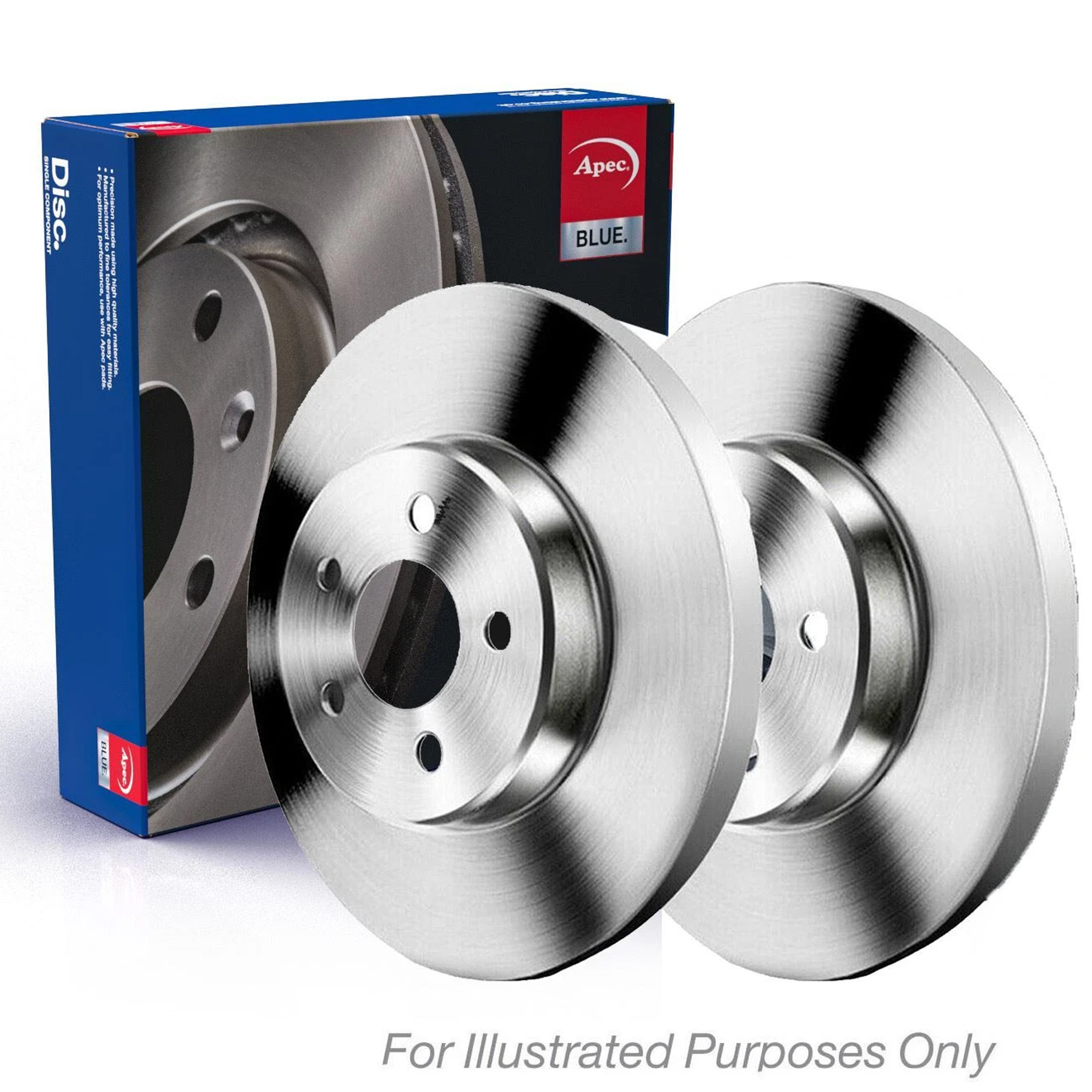Apec 2 x Solid Brake Discs fits Jeep Cherokee 2001-2008 2.4 2.5 2.8 3.7
