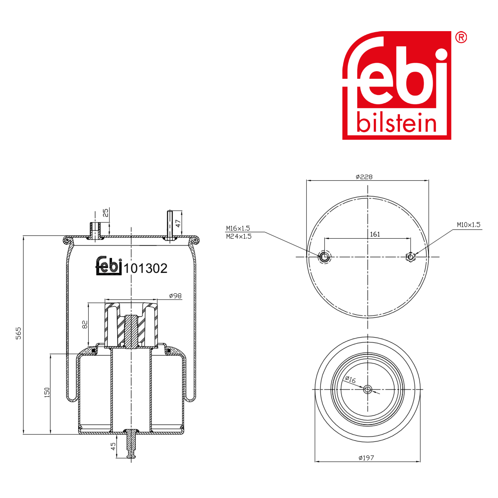 Febi Air Suspension Bellow non-steered leading axle 101302