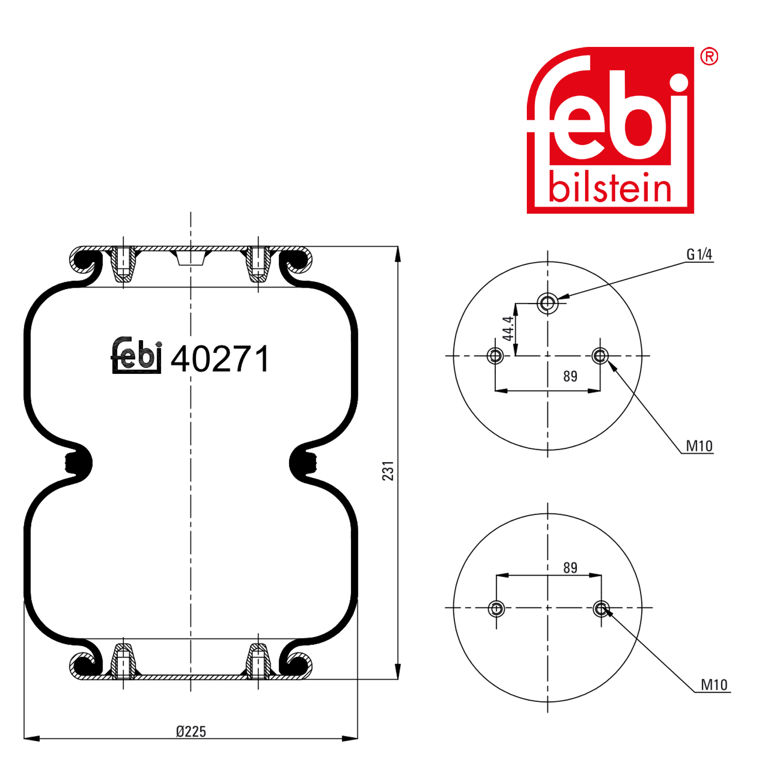 Febi Air Suspension Bellow 160mm 40271