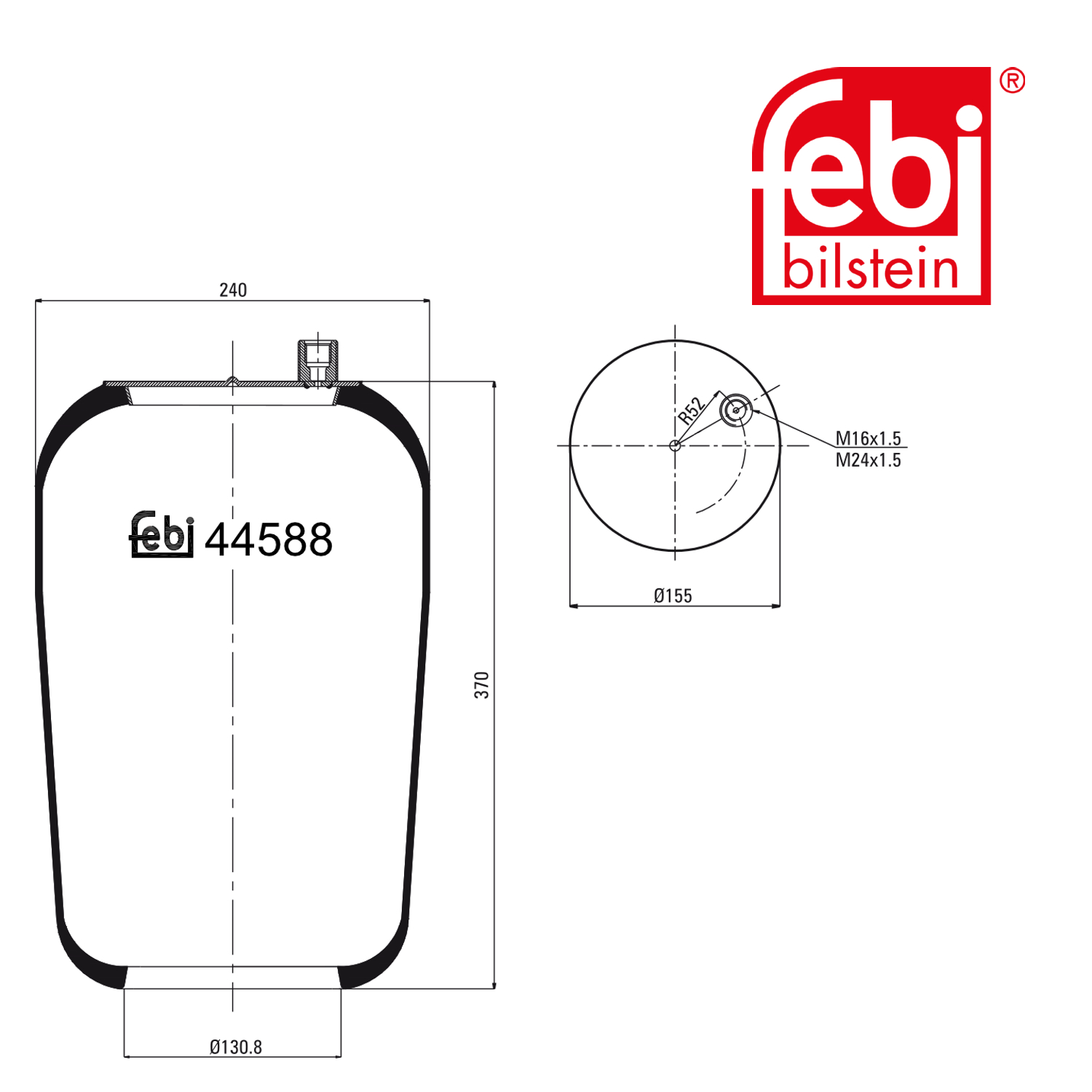 Febi Air Suspension Bellow 155mm 44588