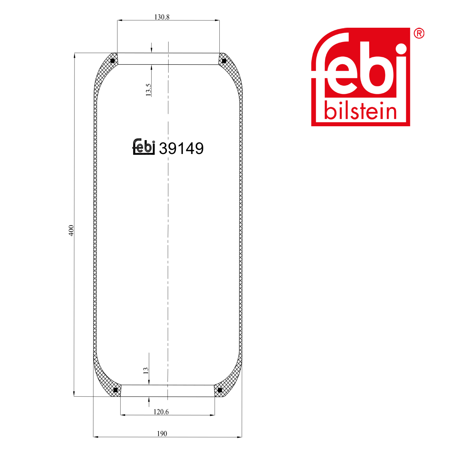 Febi Air Suspension Bellow 121mm 39149