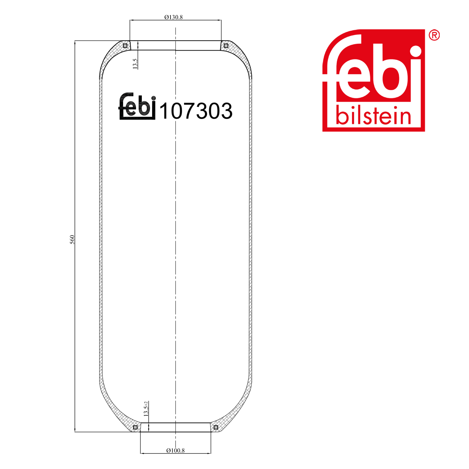 Febi Air Suspension Bellow 100mm Front 107303