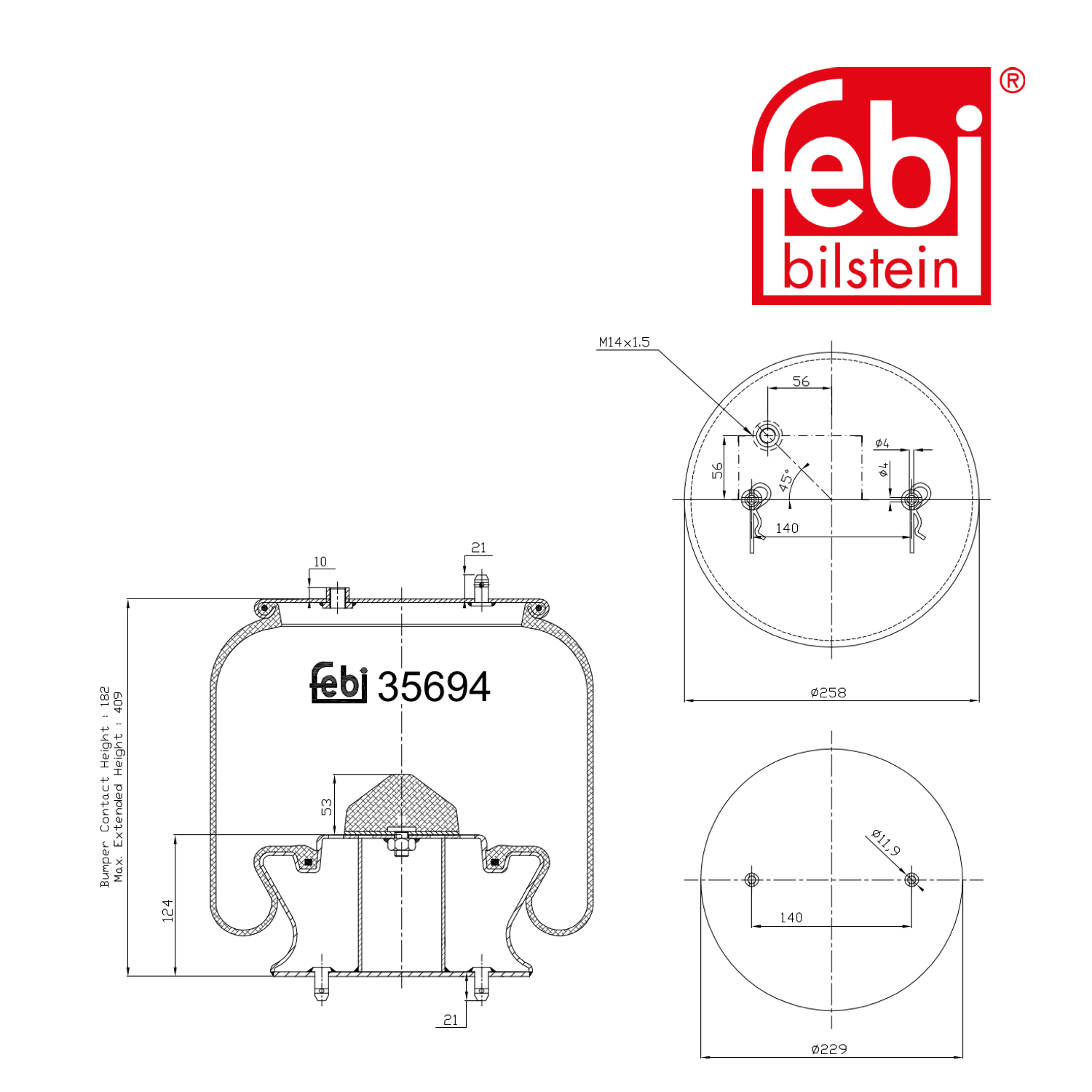 Febi Air Suspension Bellow Front Right 35694