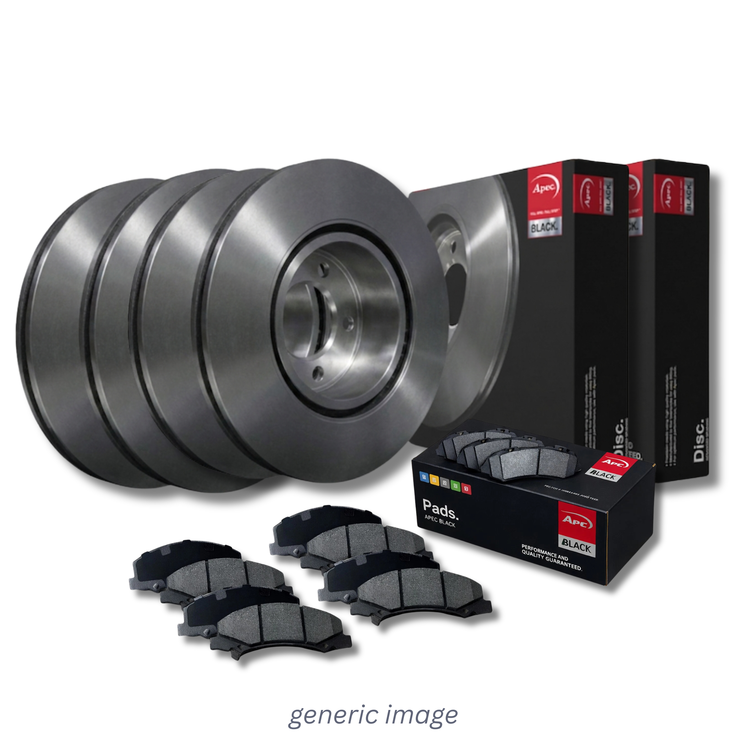 Apec Black Front & Rear Brake Discs & Pads fits Audi A6 C5 2002-2005