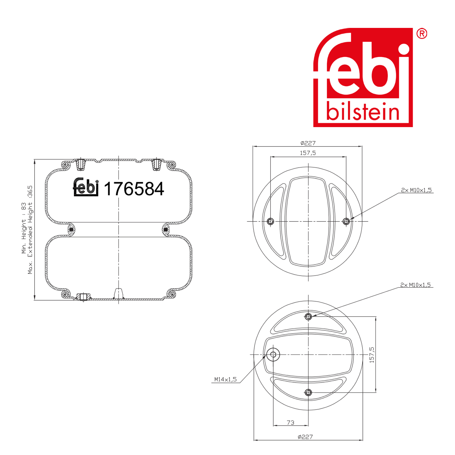 Febi Air Suspension Bellow 228mm 176581